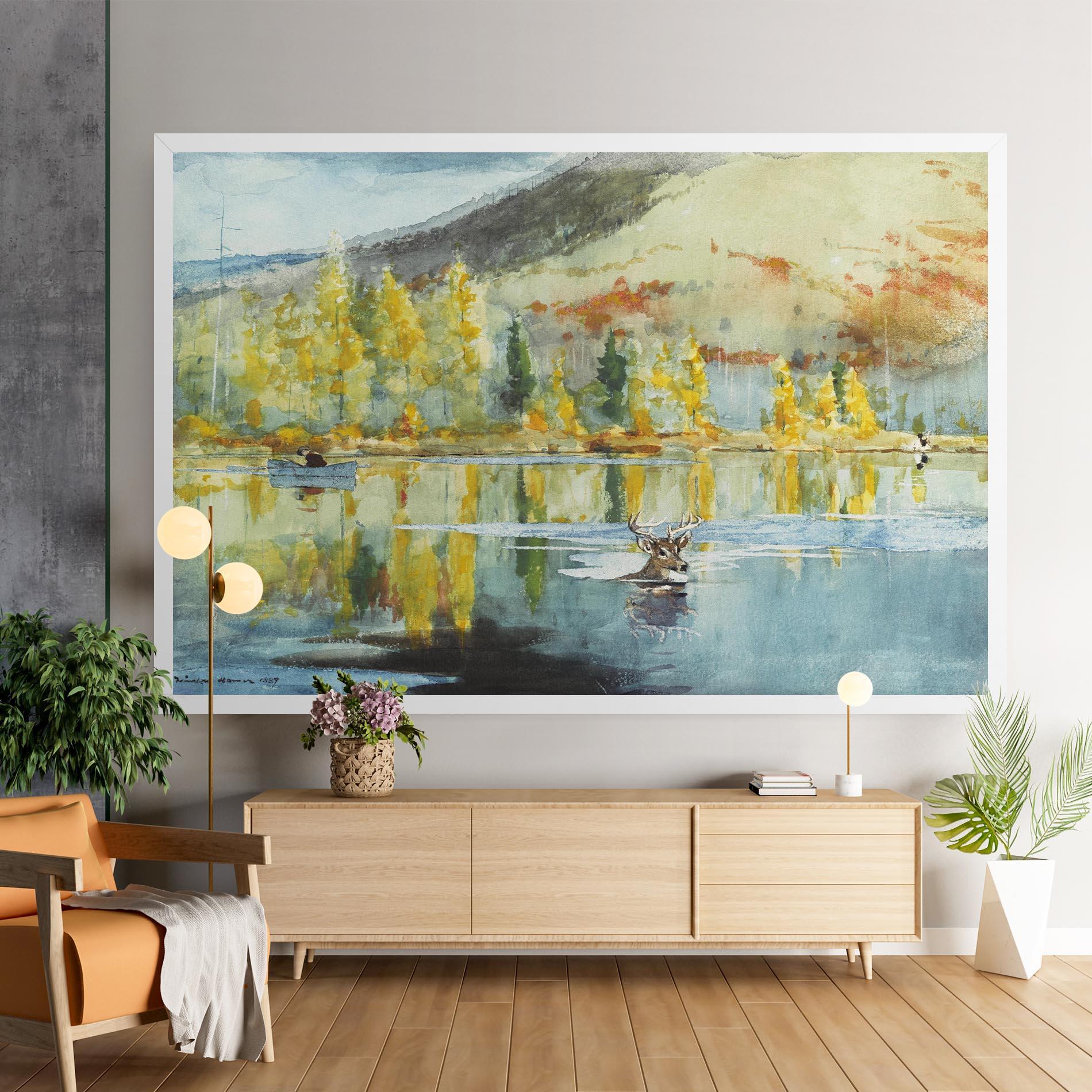 Vászonkép Trees Painting Lake mockup 9