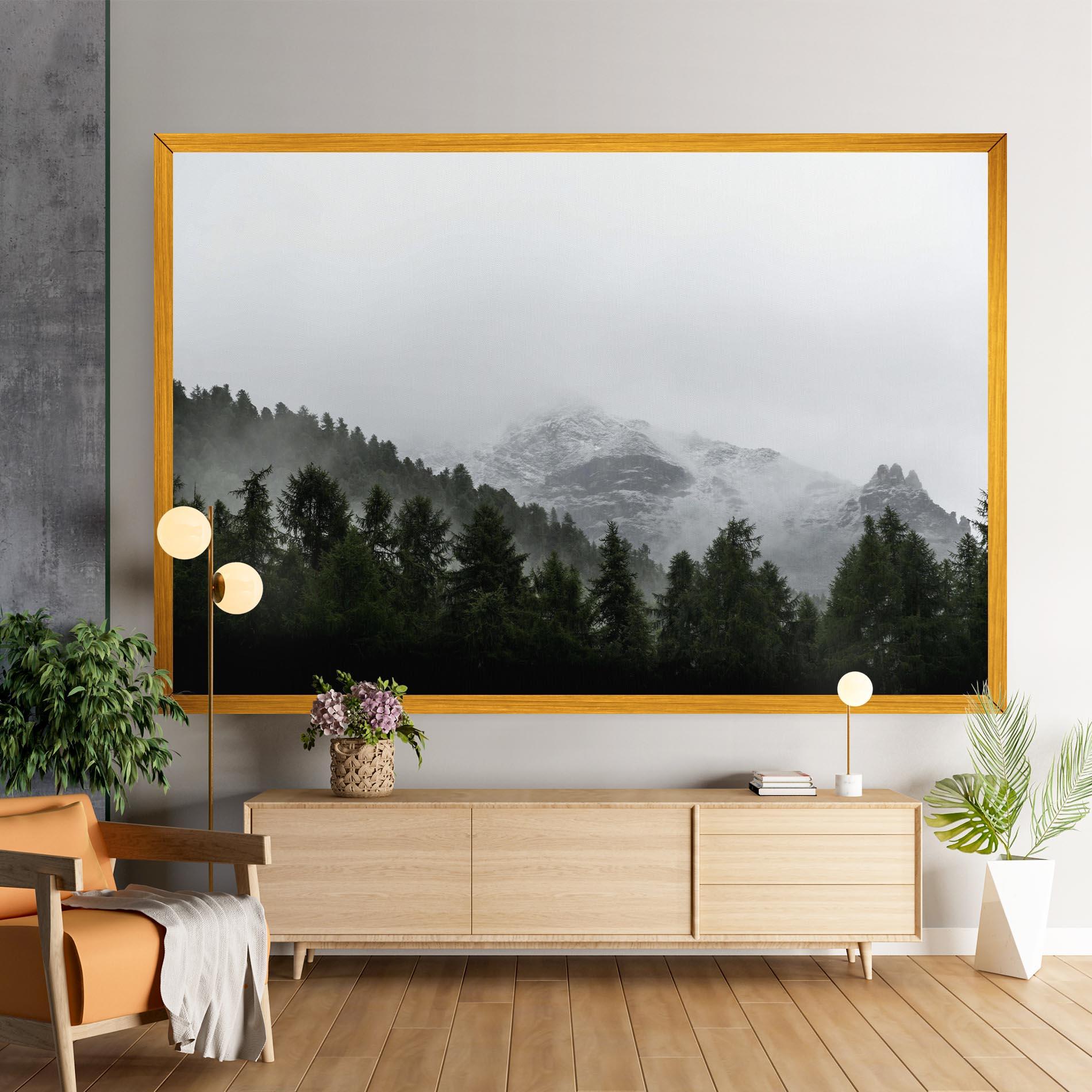 Vászonkép Foggy Mountain Forest mockup 9