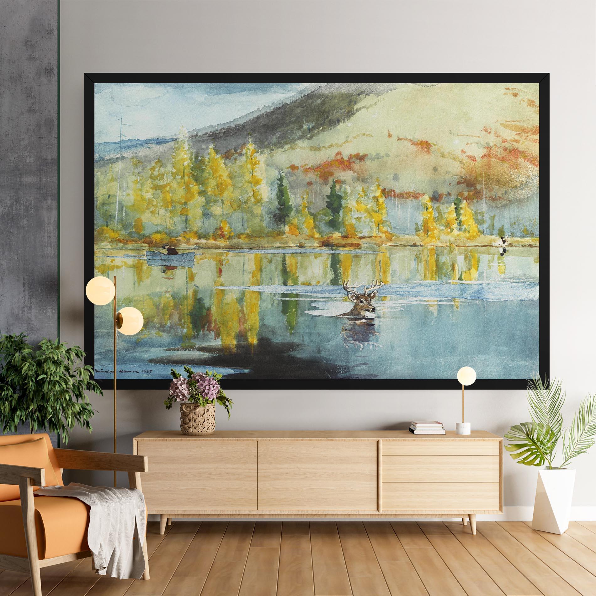 Vászonkép Trees Painting Lake mockup 9