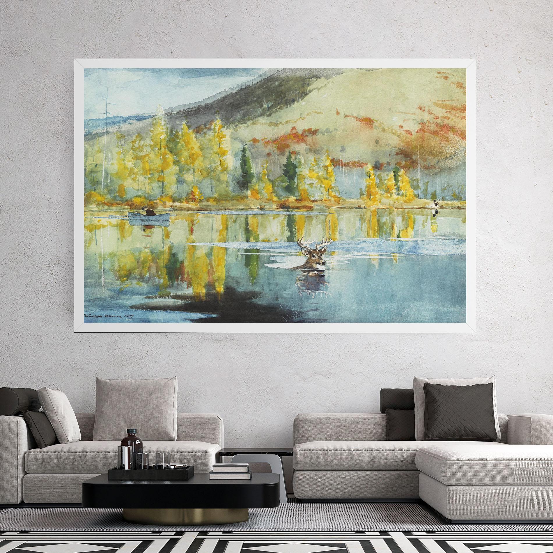 Vászonkép Trees Painting Lake mockup 2