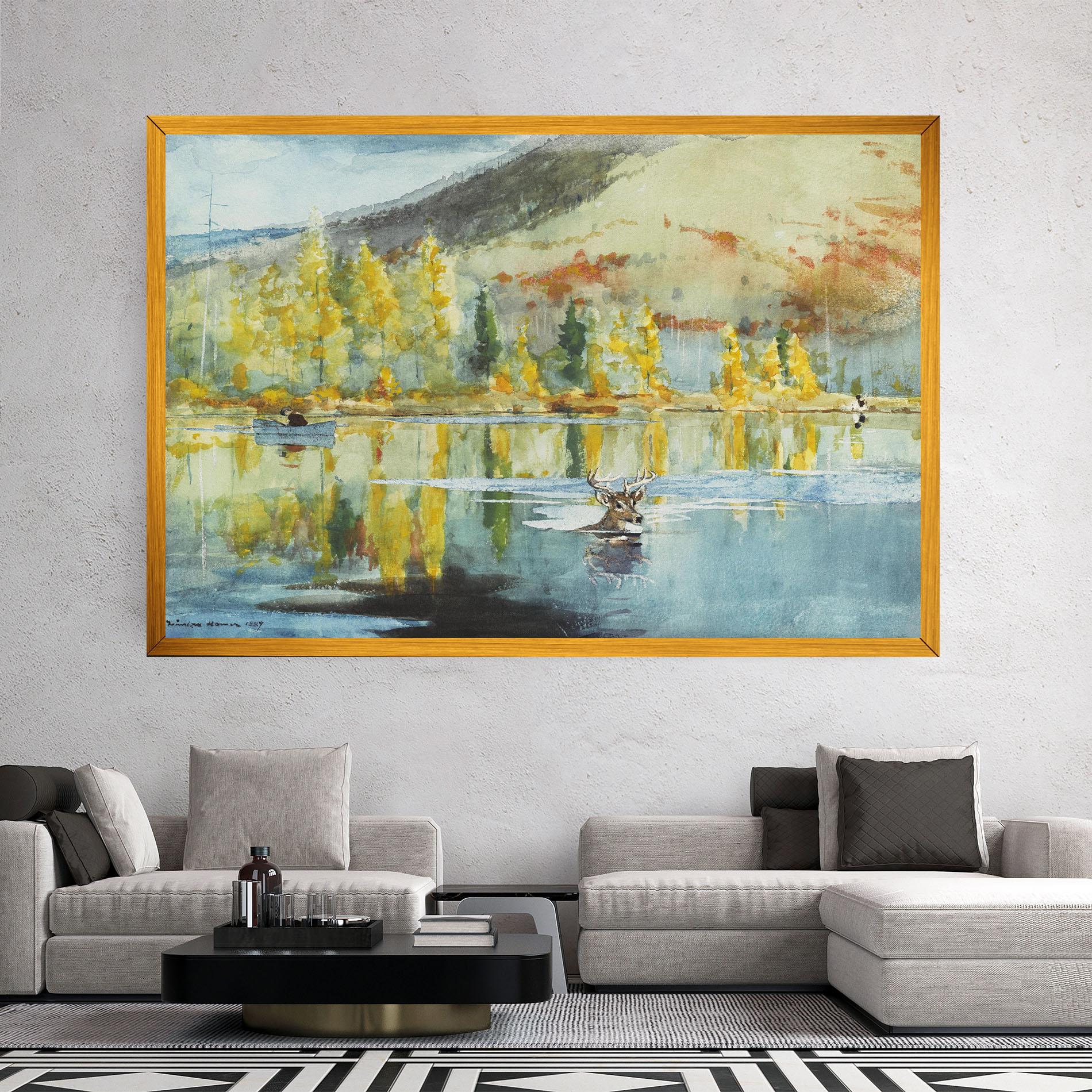 Vászonkép Trees Painting Lake mockup 2