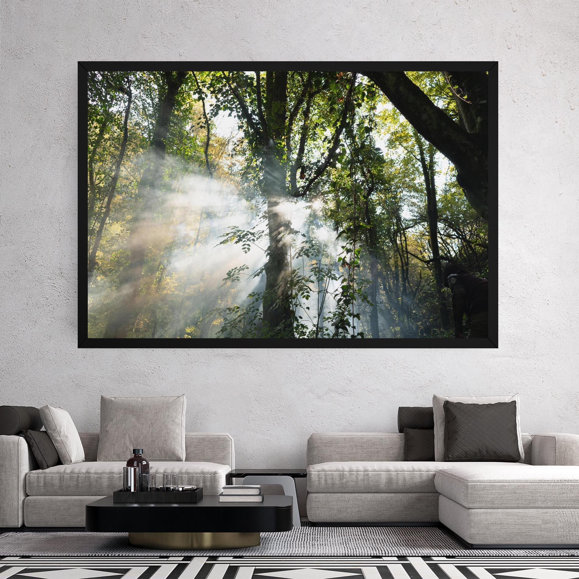 Vászonkép Foggy Light Forest mockup 2