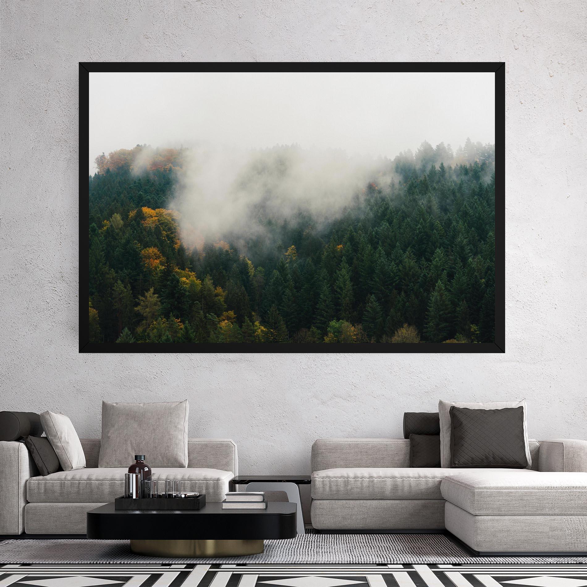 Vászonkép Foggy Tree Forest mockup 2