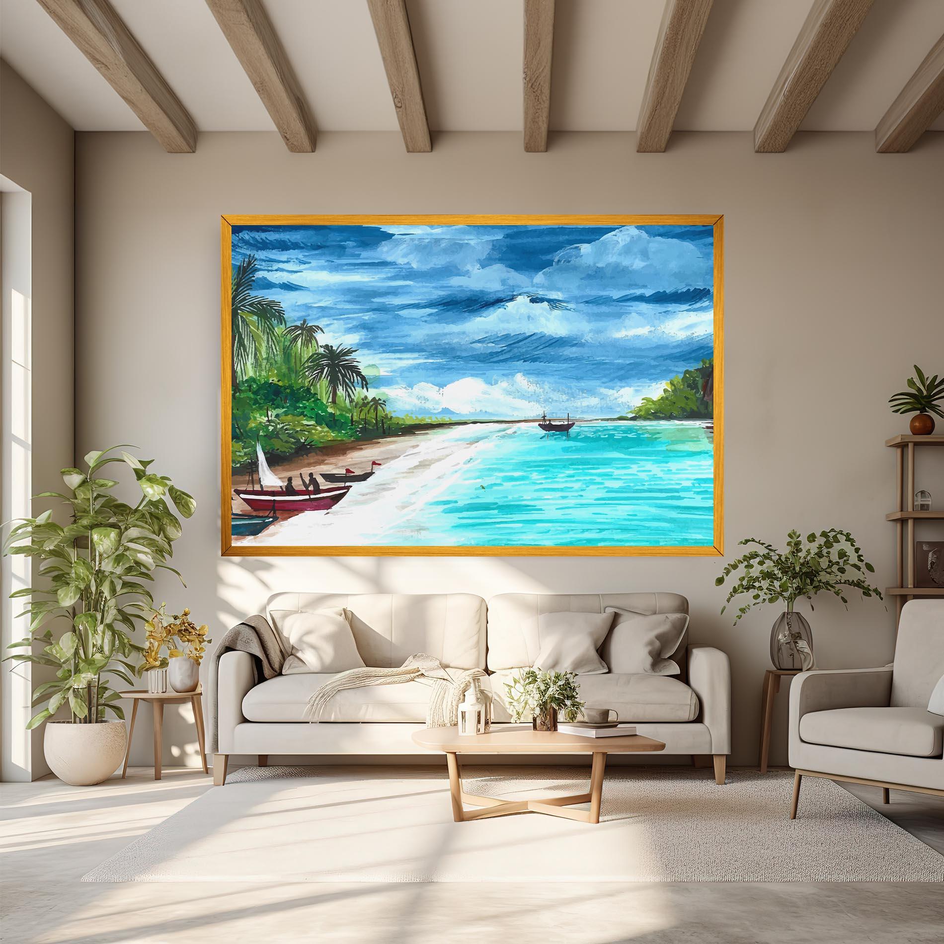 Vászonkép Beach Painting Art mockup 6