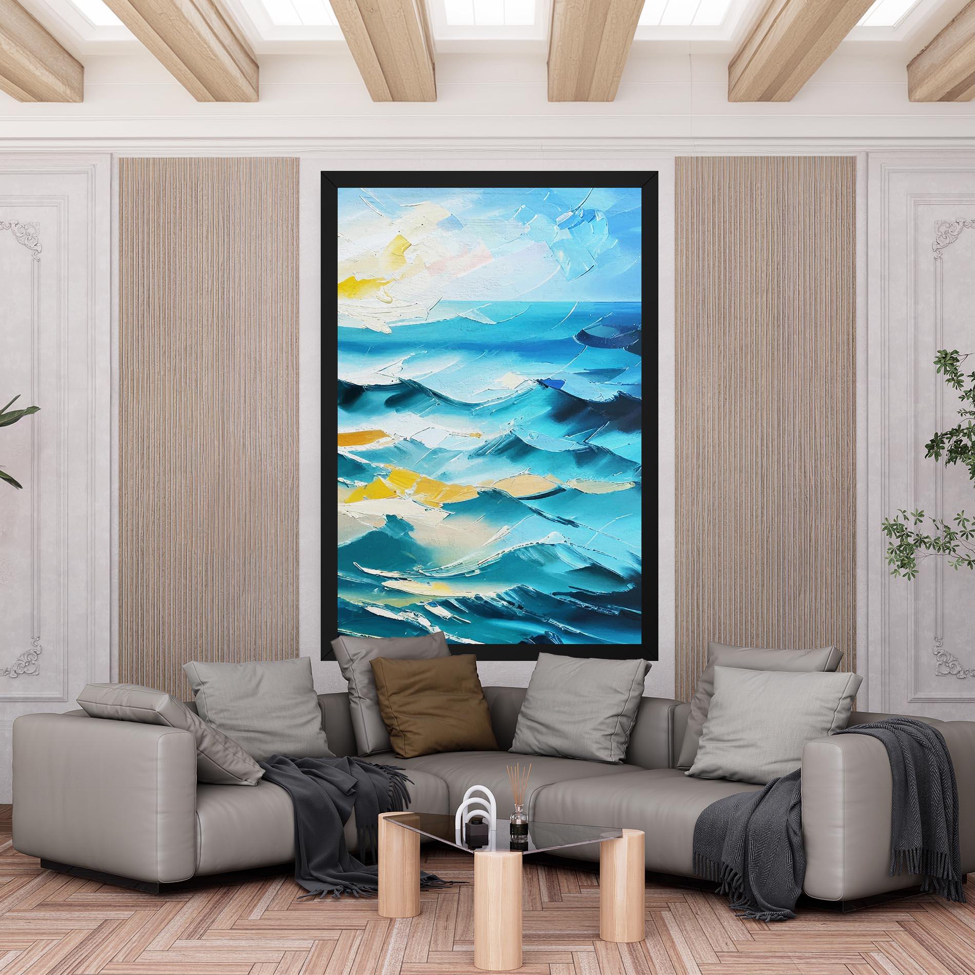 Vászonkép Blue Ocean Painting mockup 6