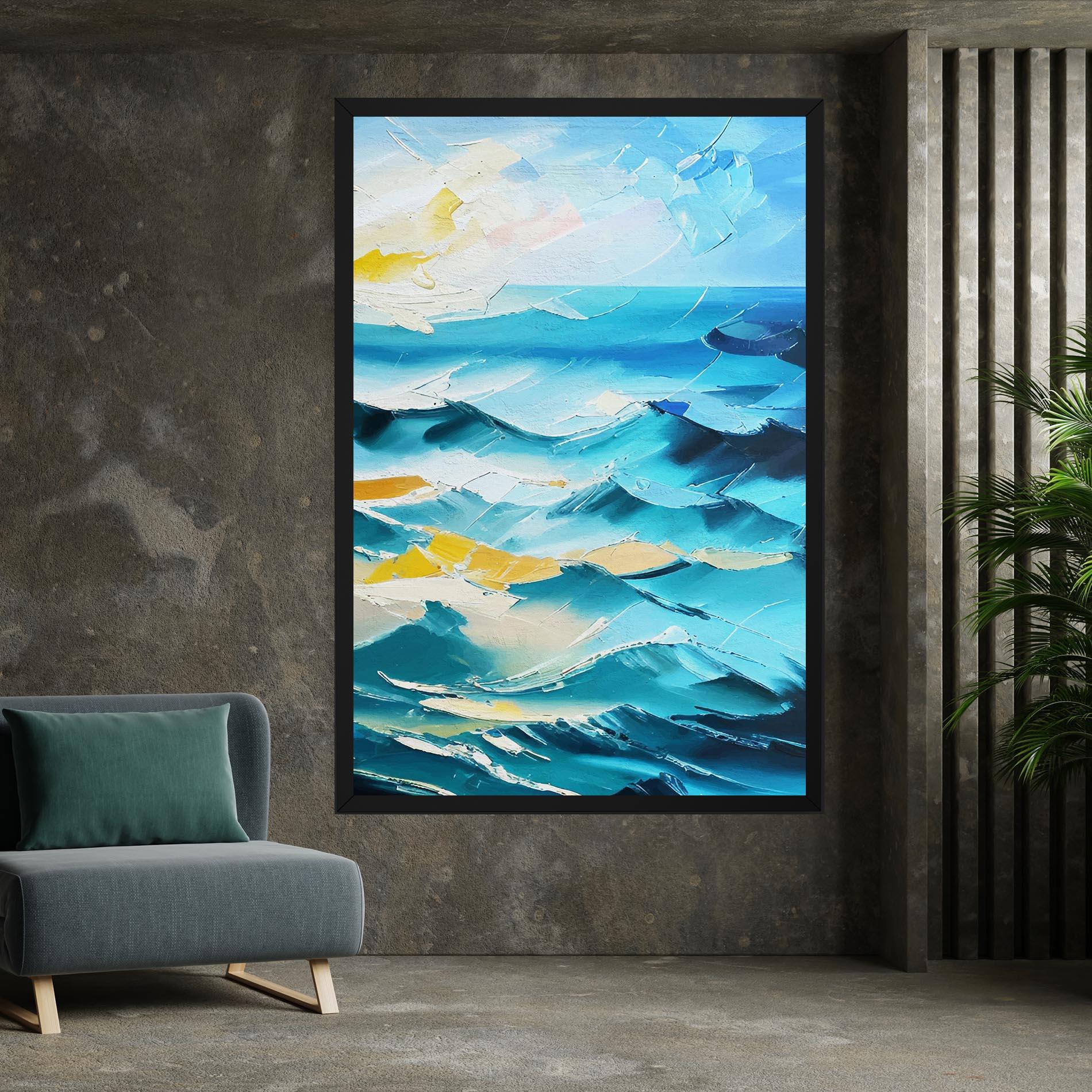Vászonkép Blue Ocean Painting mockup 7