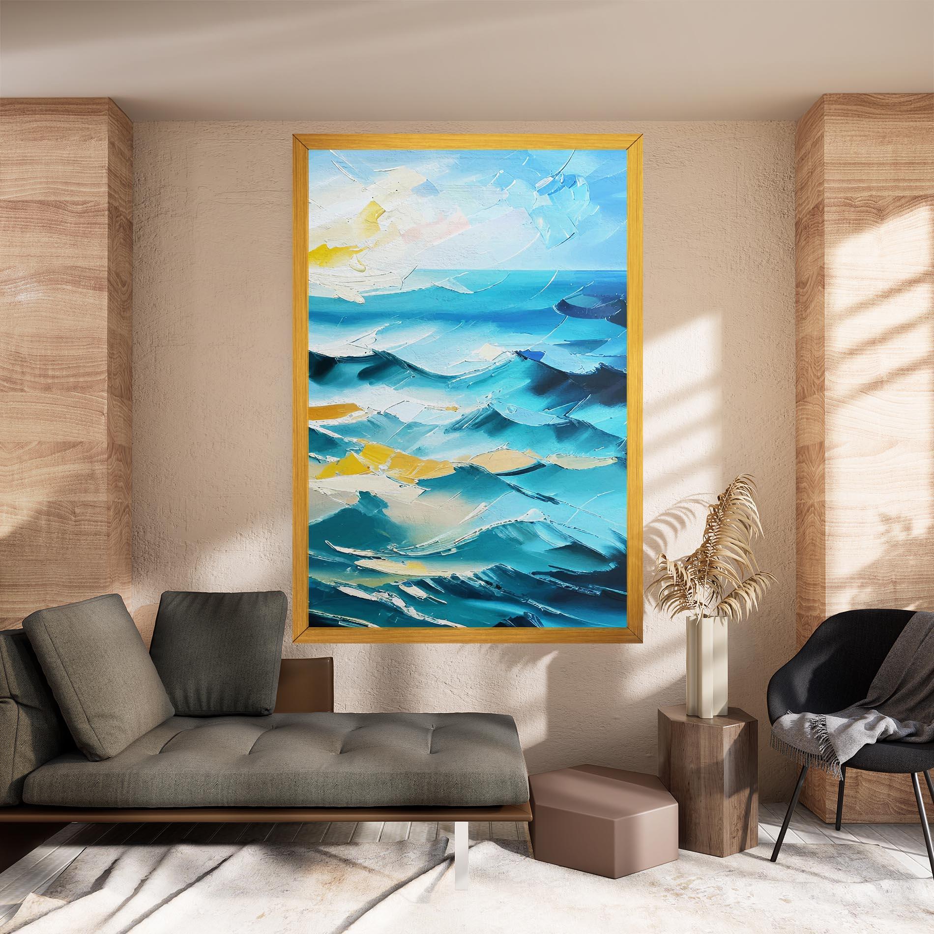 Vászonkép Blue Ocean Painting mockup 8