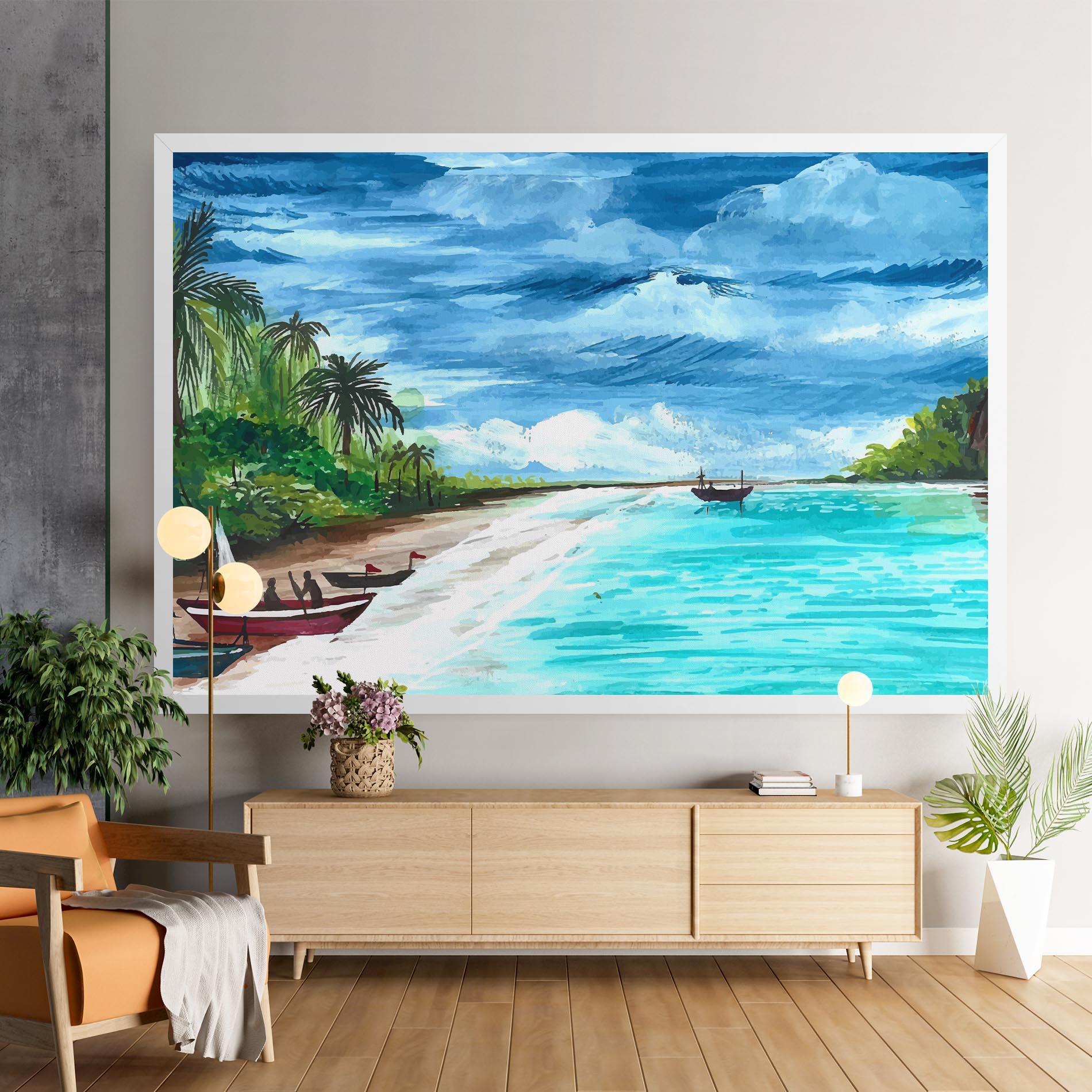 Vászonkép Beach Painting Art mockup 9