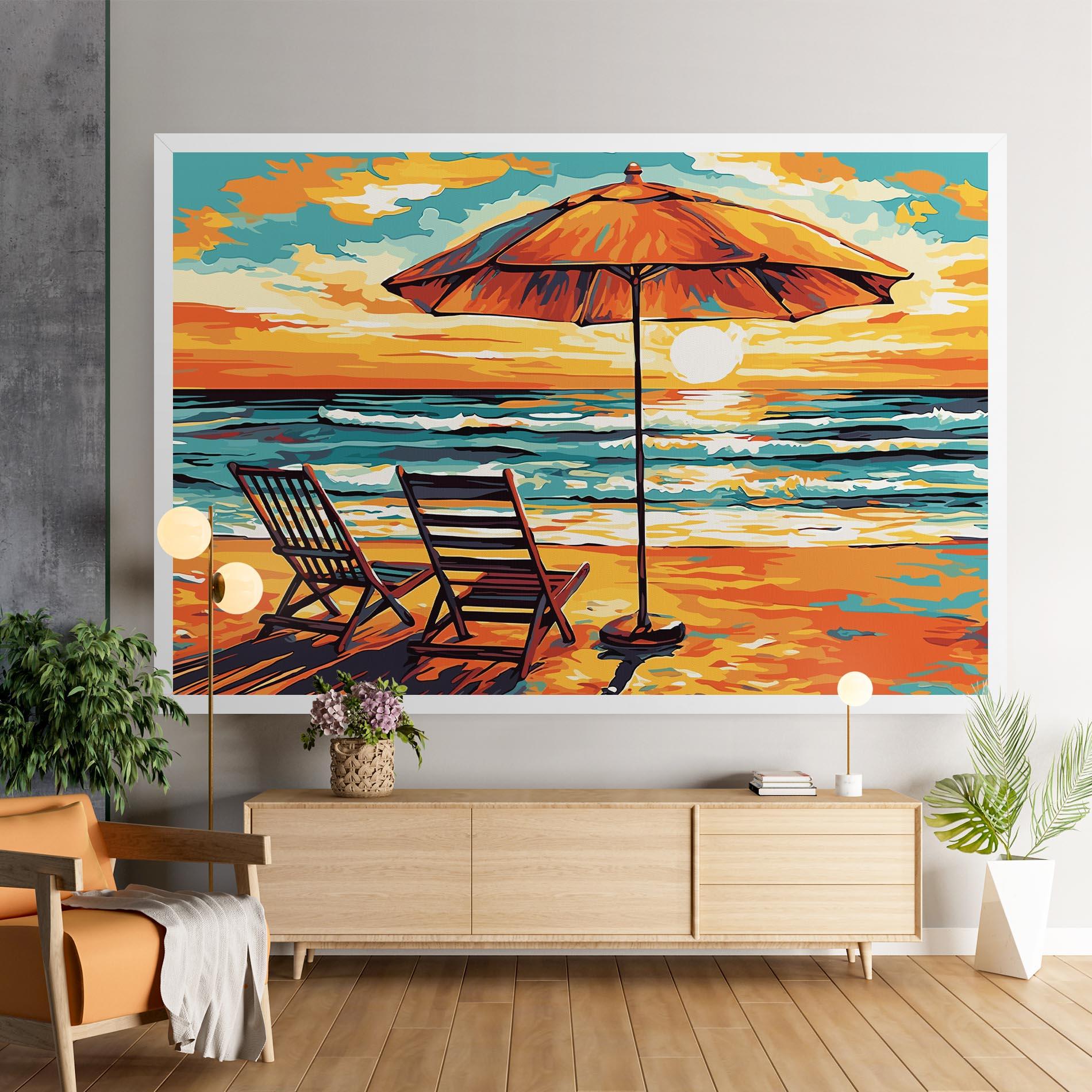 Vászonkép Chair Sunset View mockup 9