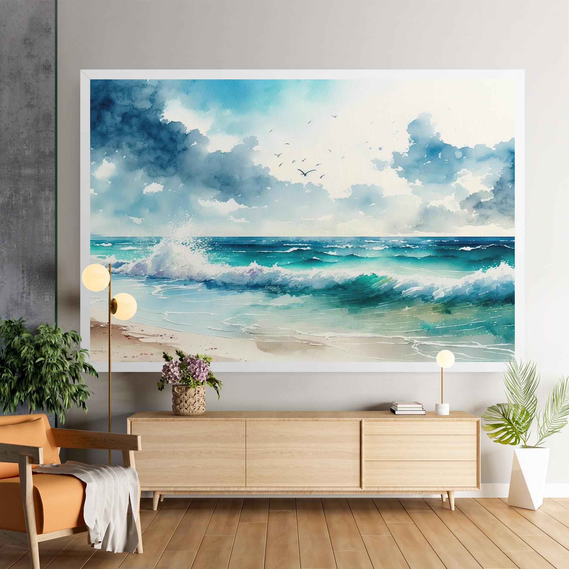 Vászonkép Watercolor Sea Beach mockup 9