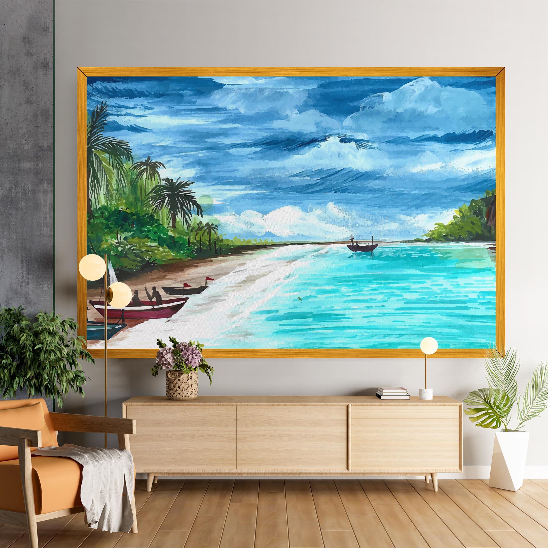 Vászonkép Beach Painting Art mockup 9