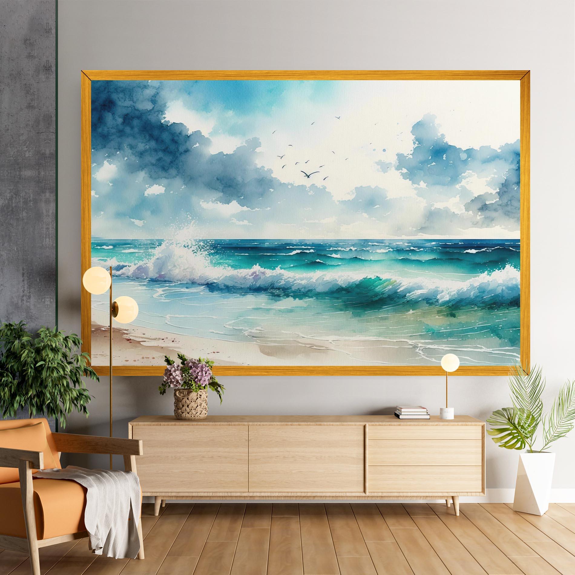 Vászonkép Watercolor Sea Beach mockup 9