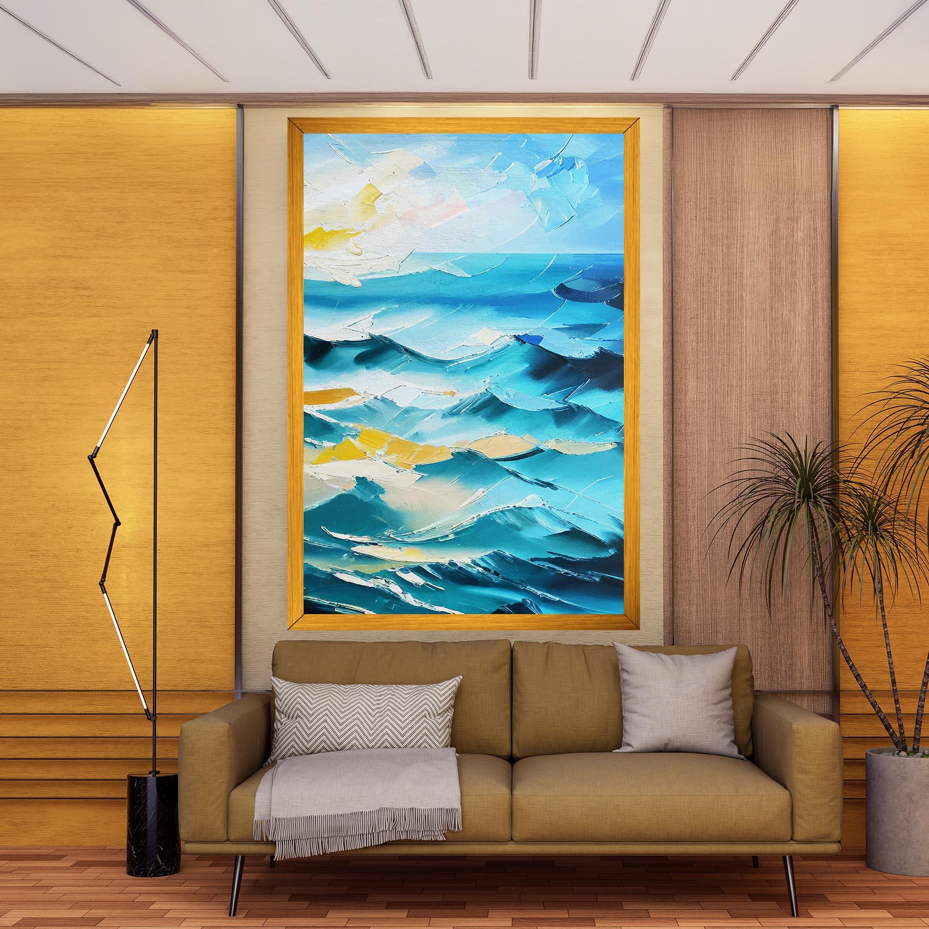 Vászonkép Blue Ocean Painting mockup 9