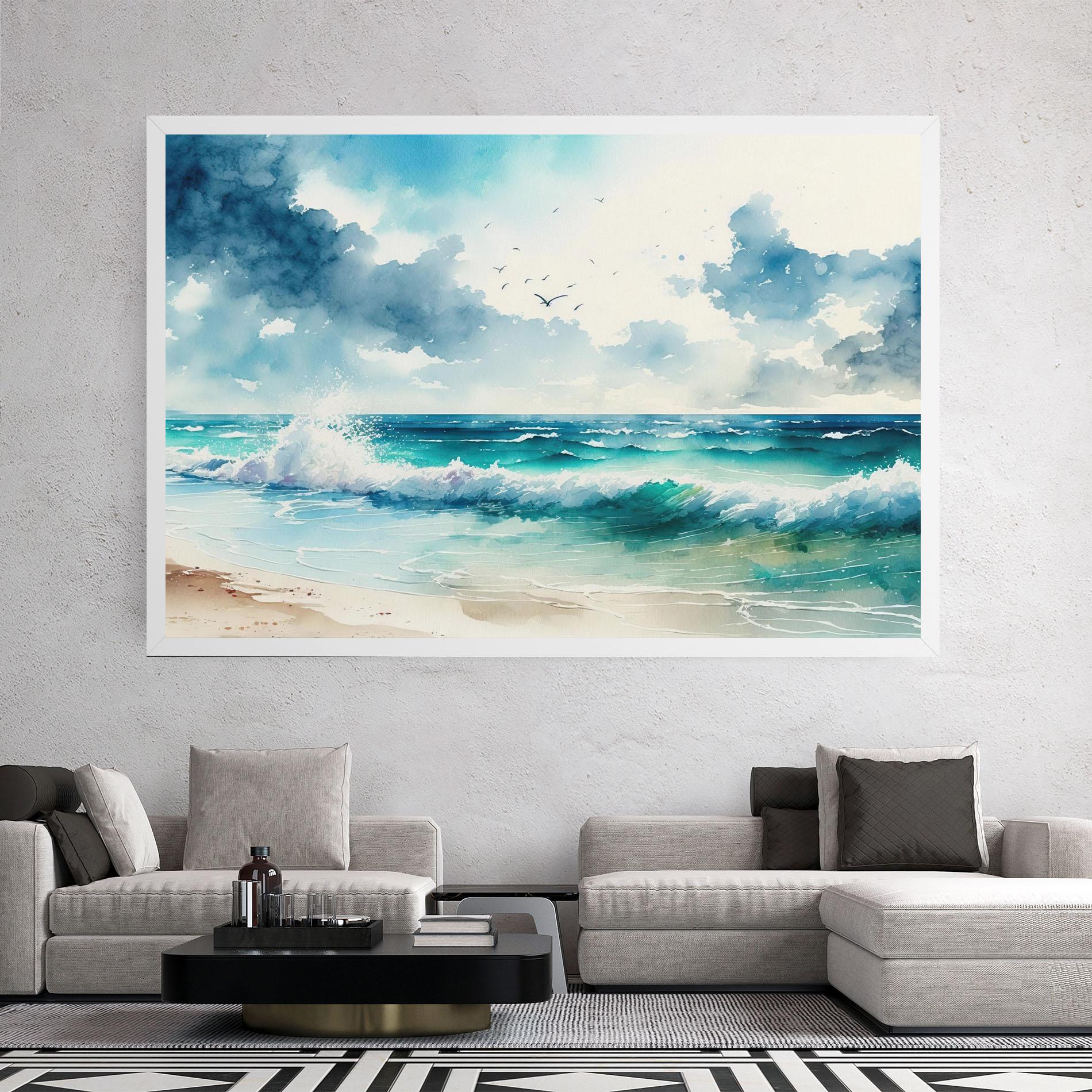 Vászonkép Watercolor Sea Beach mockup 2