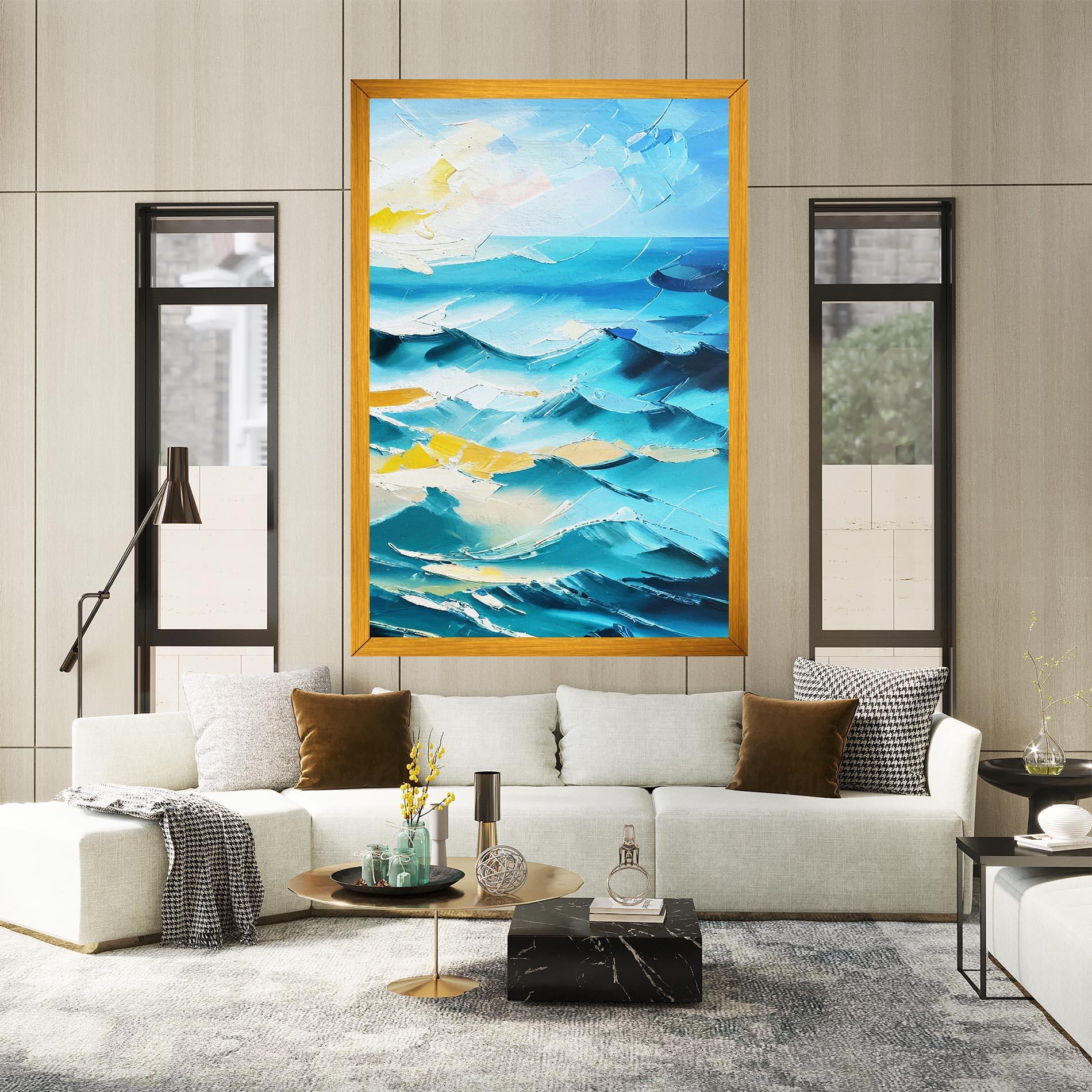 Vászonkép Blue Ocean Painting mockup 2