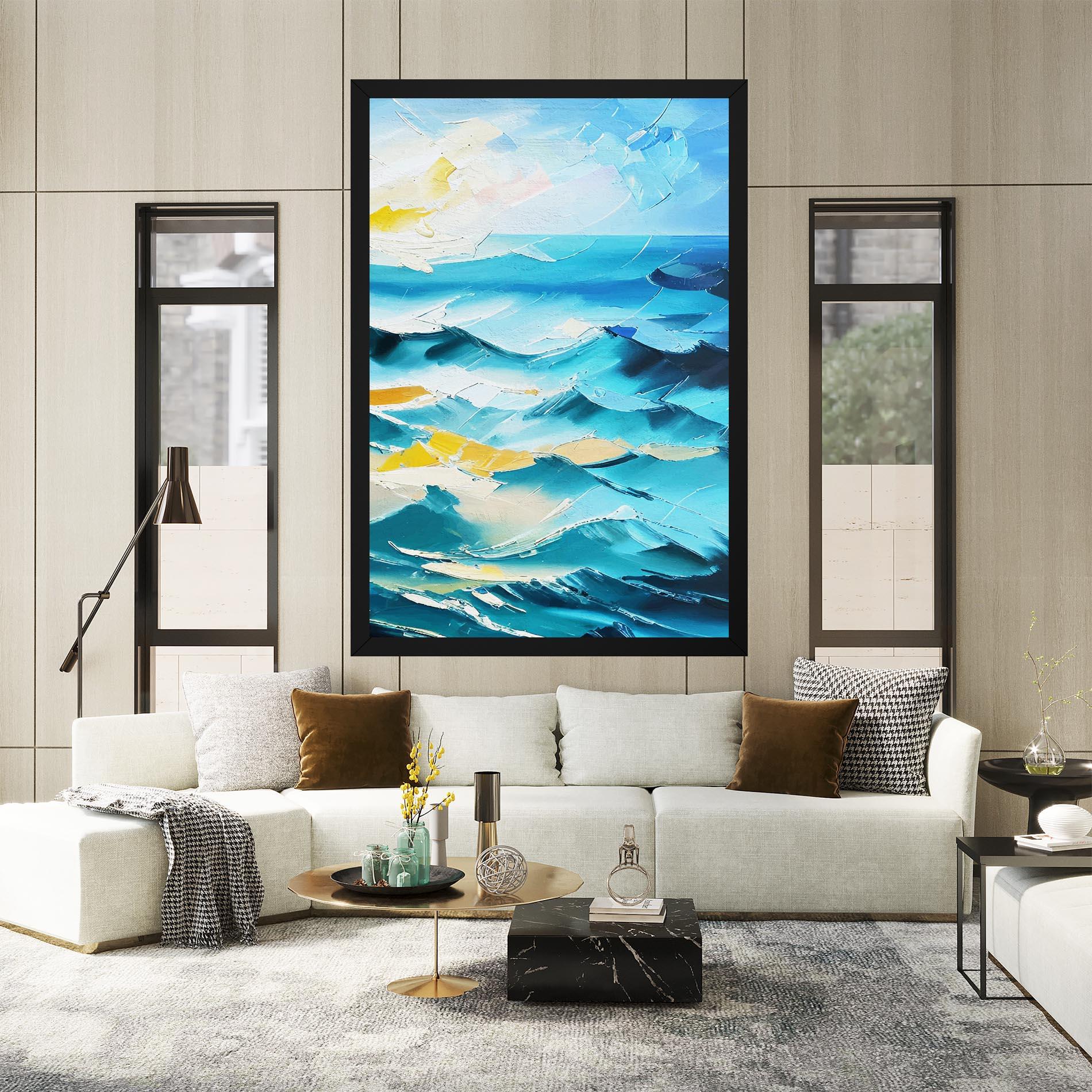 Vászonkép Blue Ocean Painting mockup 2