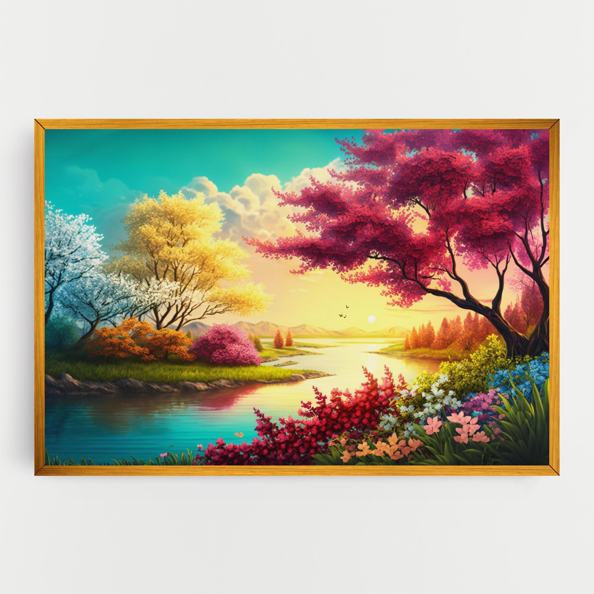 Vászonkép Pink Yellow Trees mockup 0