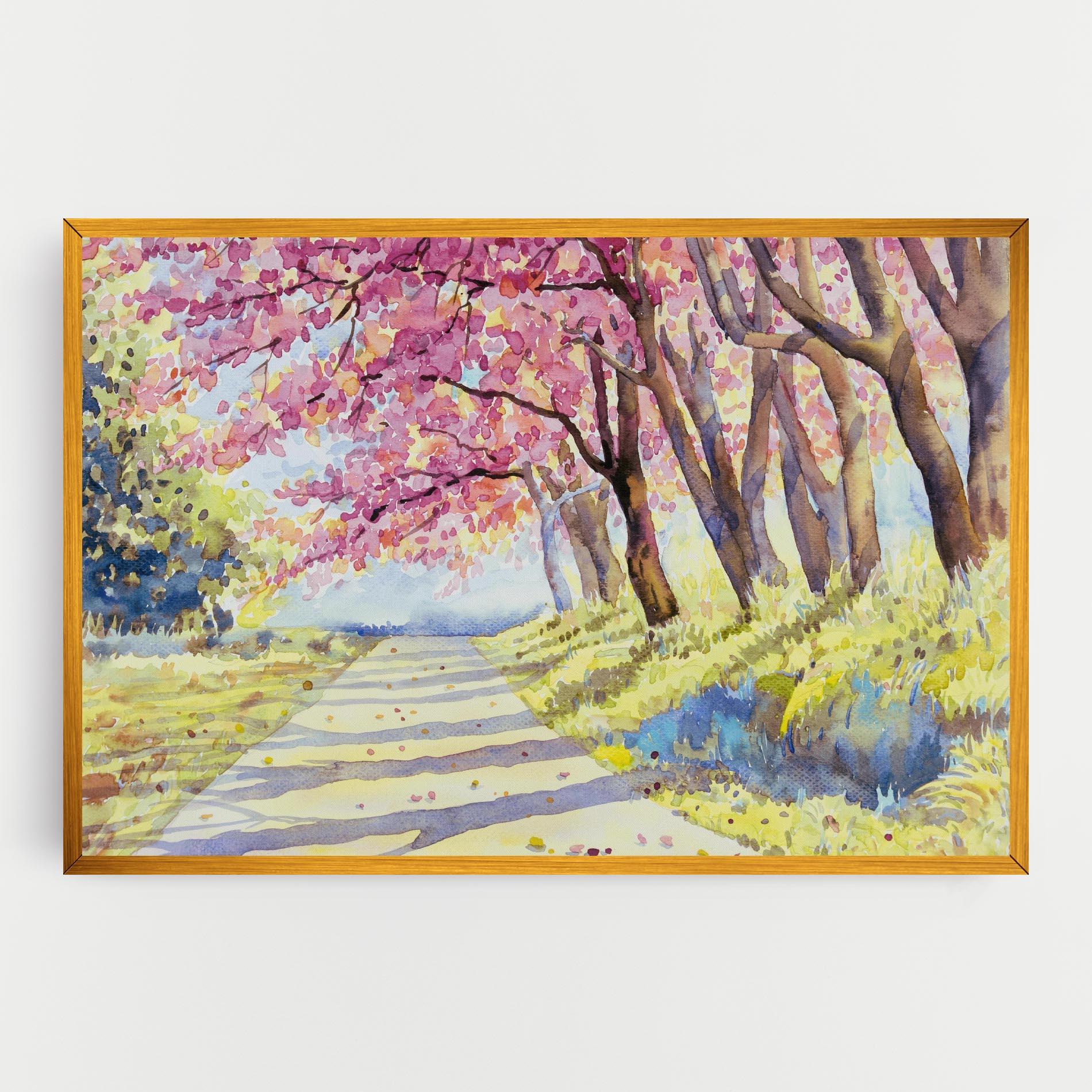 Vászonkép Watercolor Spring Landscape mockup 0