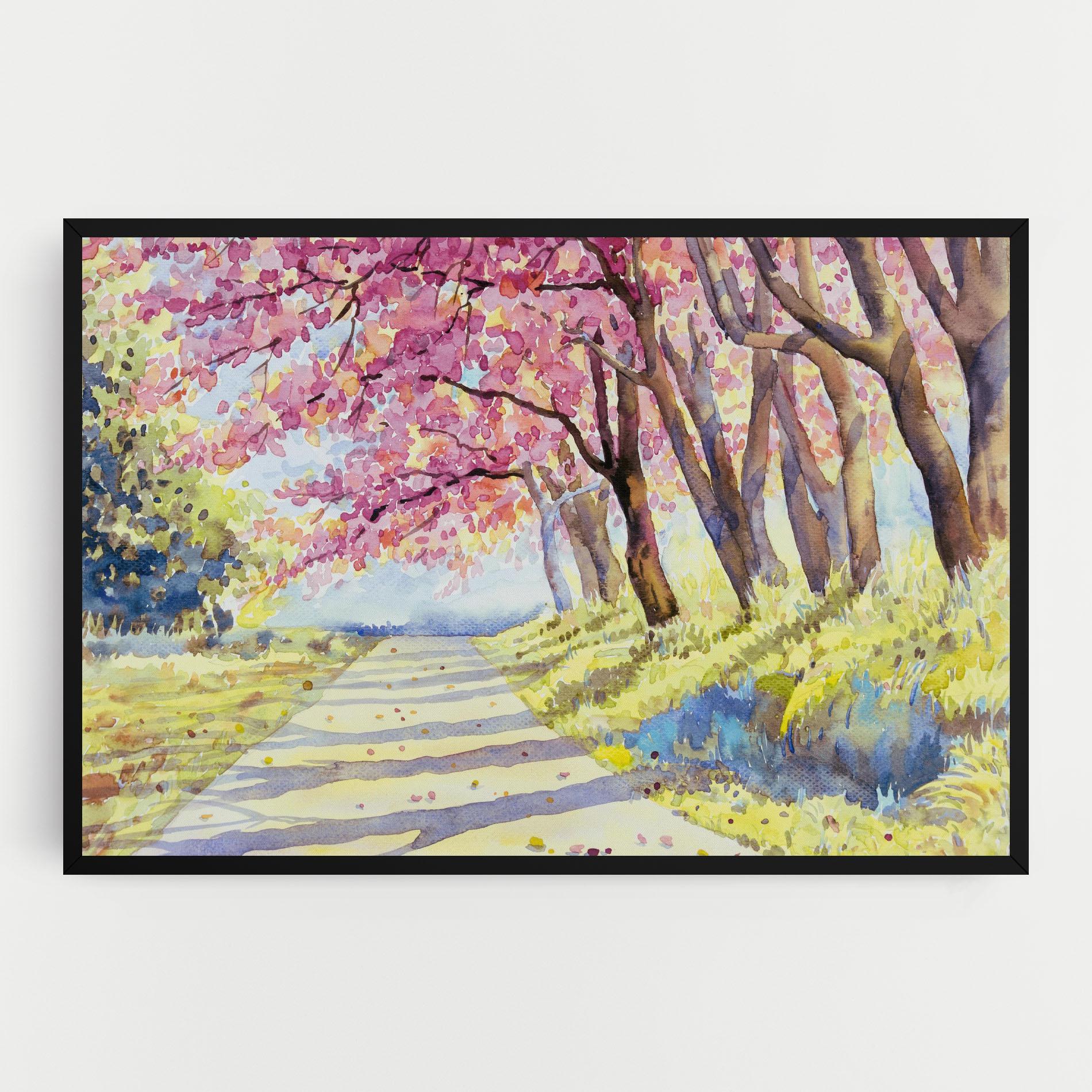 Vászonkép Watercolor Spring Landscape mockup 0