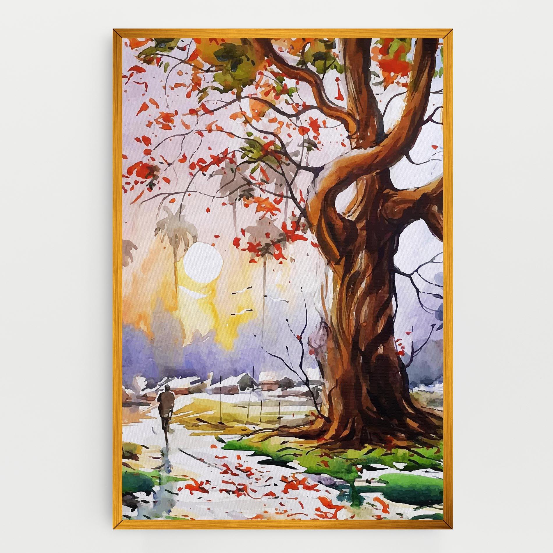 Vászonkép Watercolor Spring Tree mockup 0