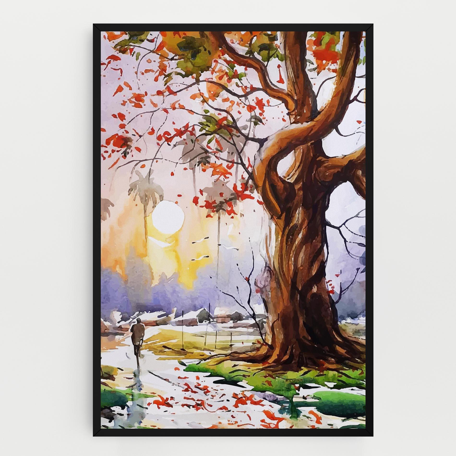 Vászonkép Watercolor Spring Tree mockup 0