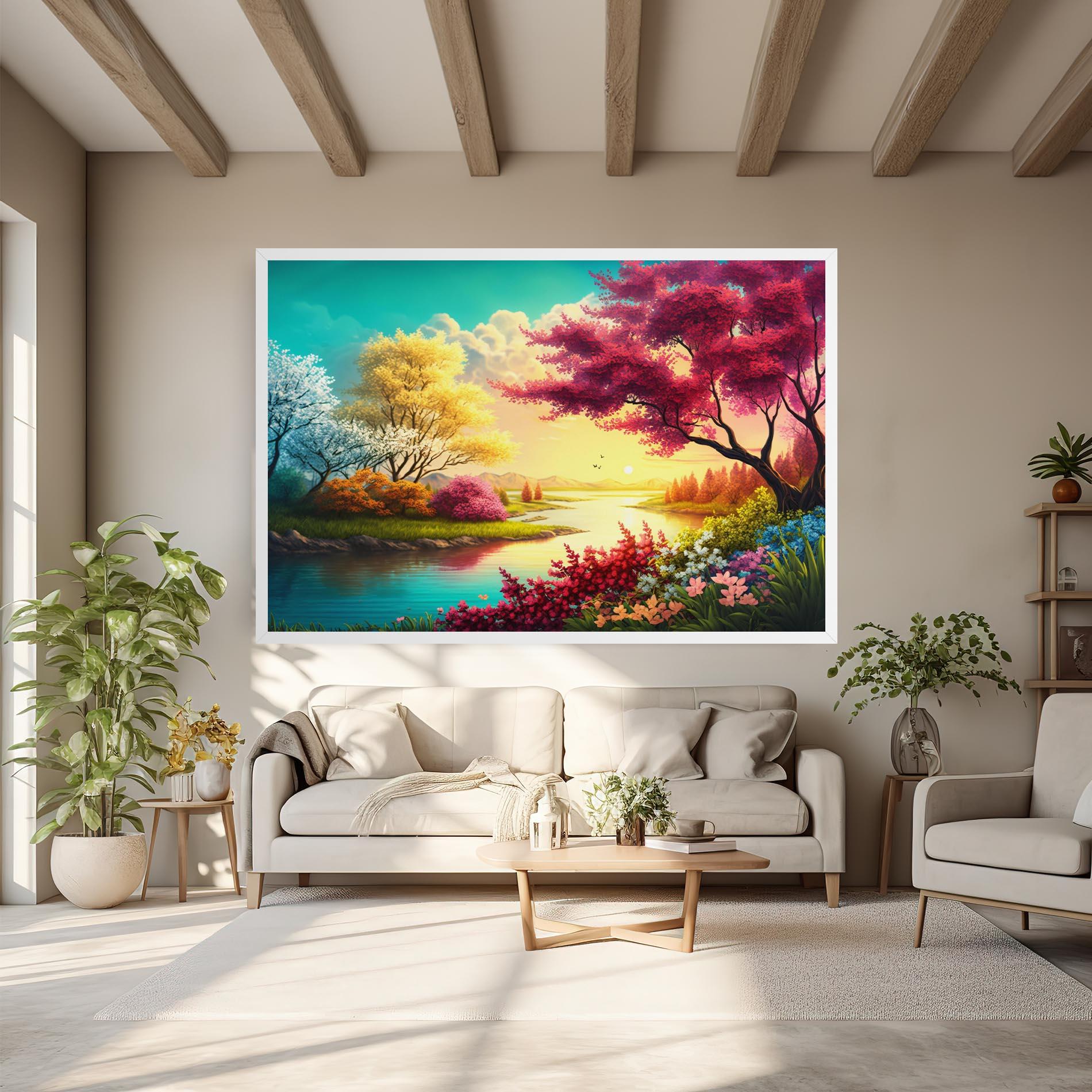 Vászonkép Pink Yellow Trees mockup 6