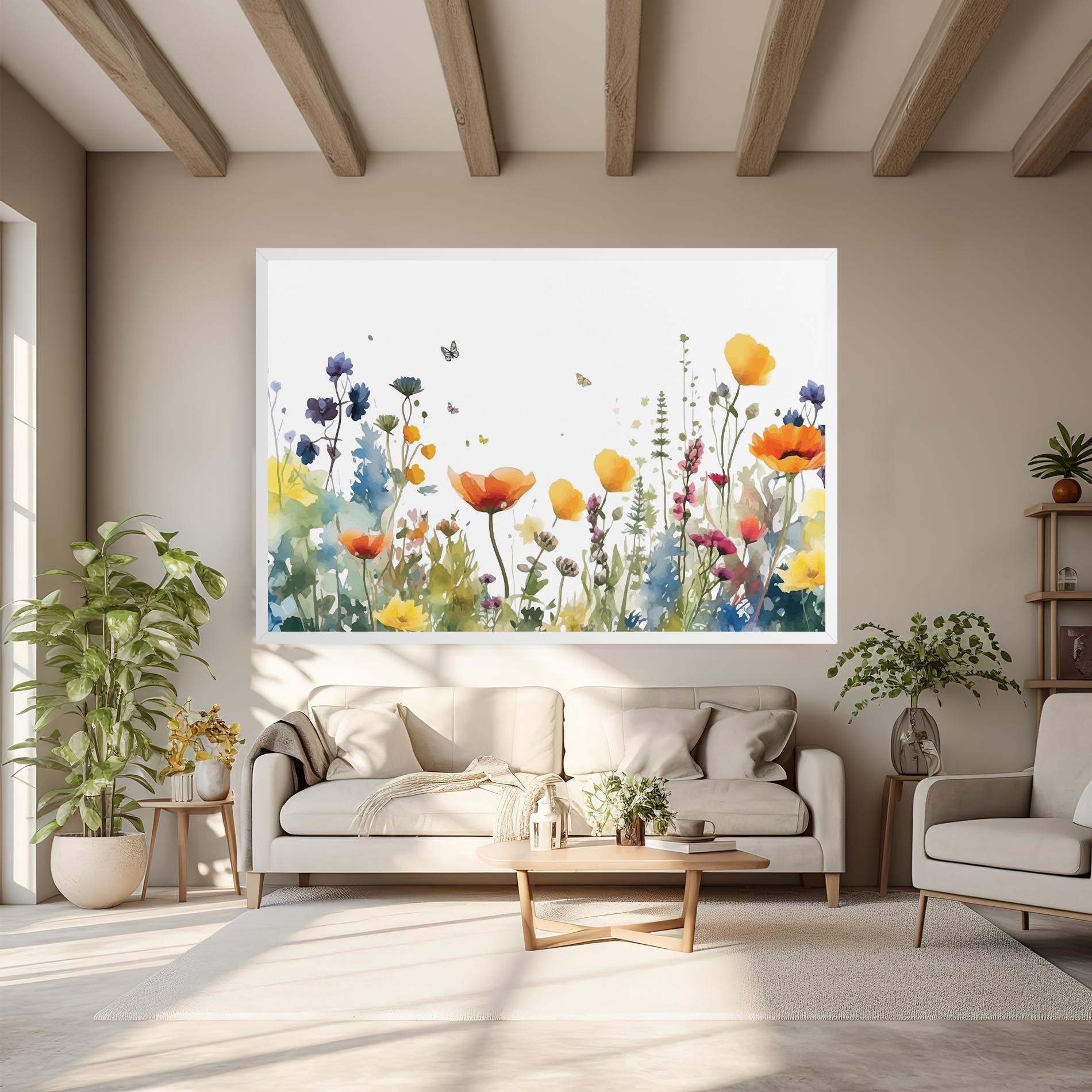 Vászonkép Watercolor Spring Flowers mockup 6