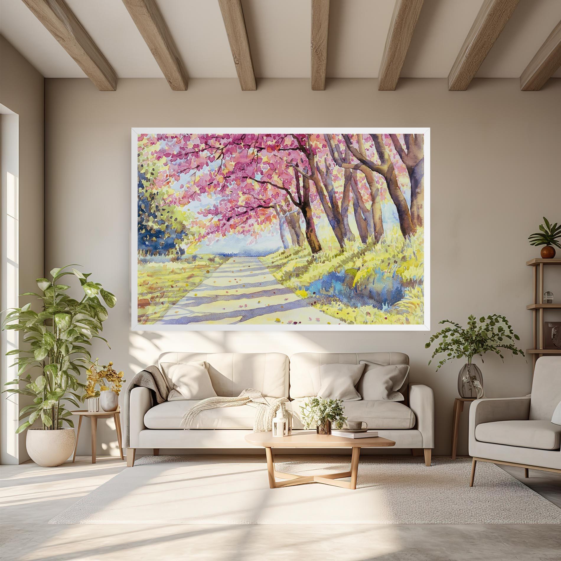 Vászonkép Watercolor Spring Landscape mockup 6