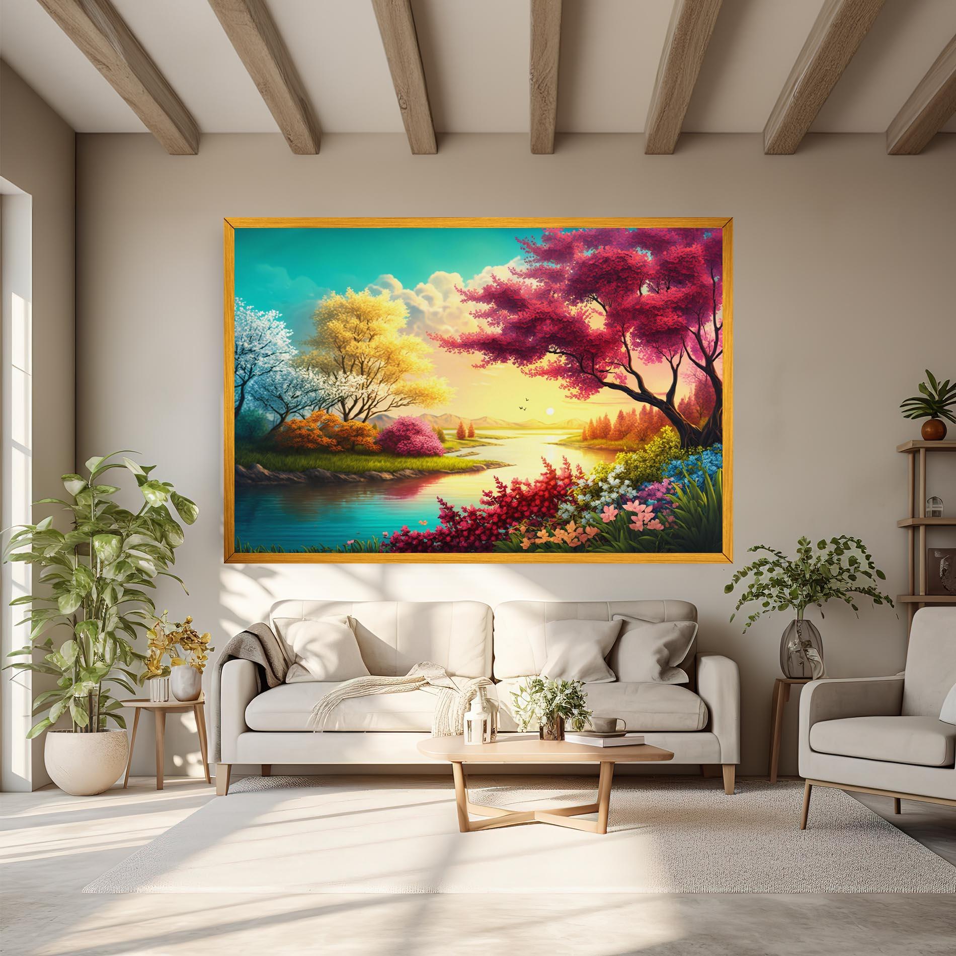 Vászonkép Pink Yellow Trees mockup 6