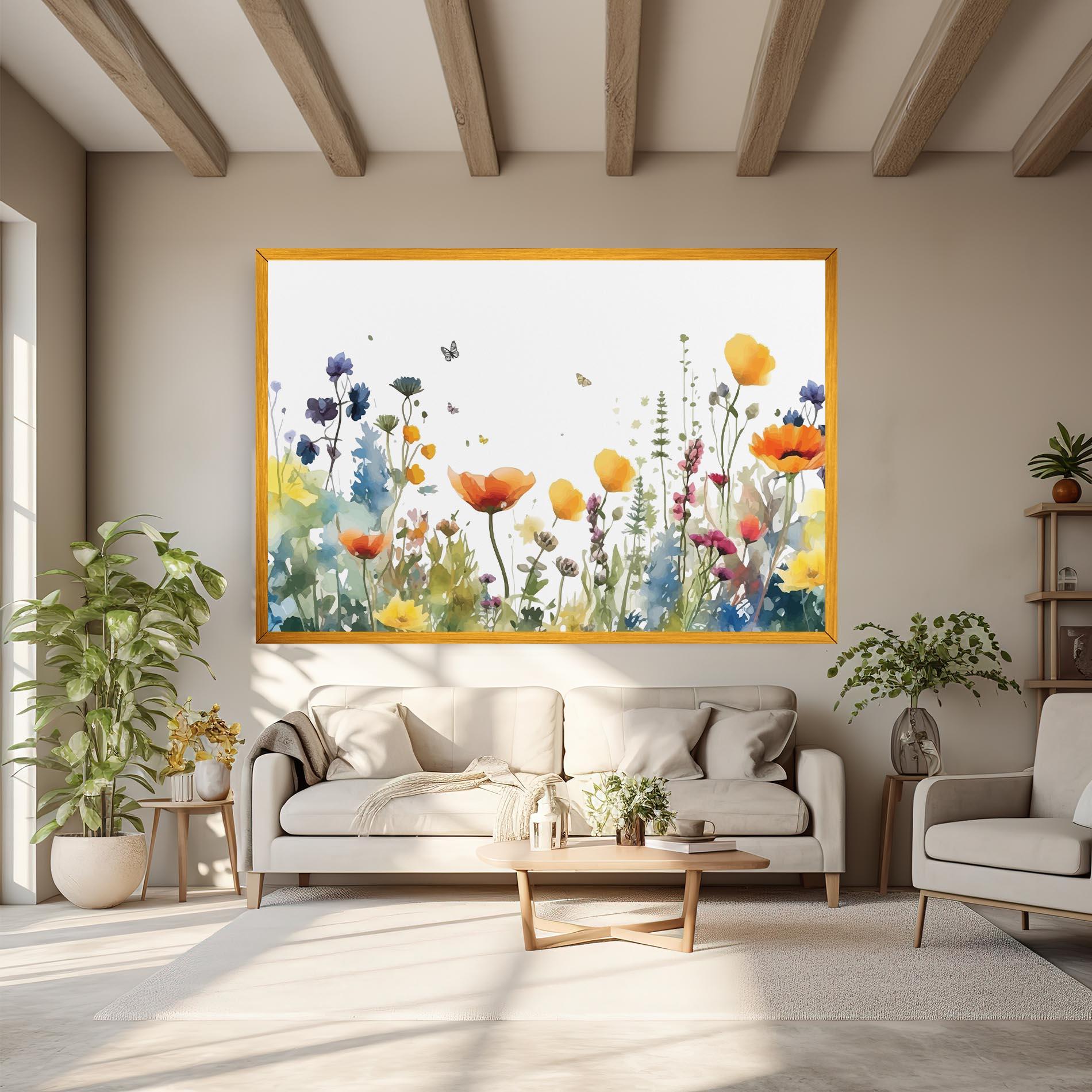 Vászonkép Watercolor Spring Flowers mockup 6