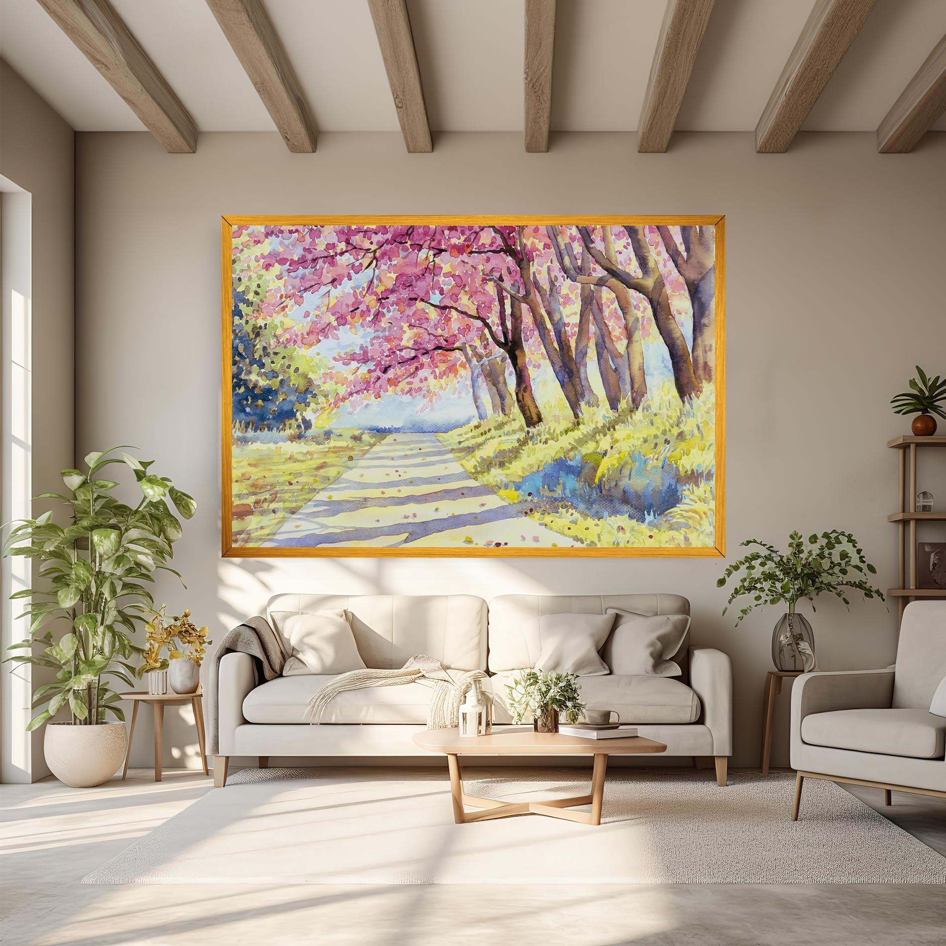 Vászonkép Watercolor Spring Landscape mockup 6