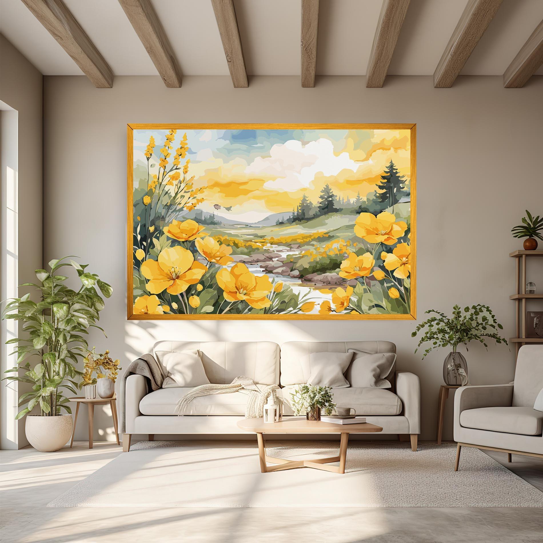 Vászonkép Yellow Spring Flower mockup 6