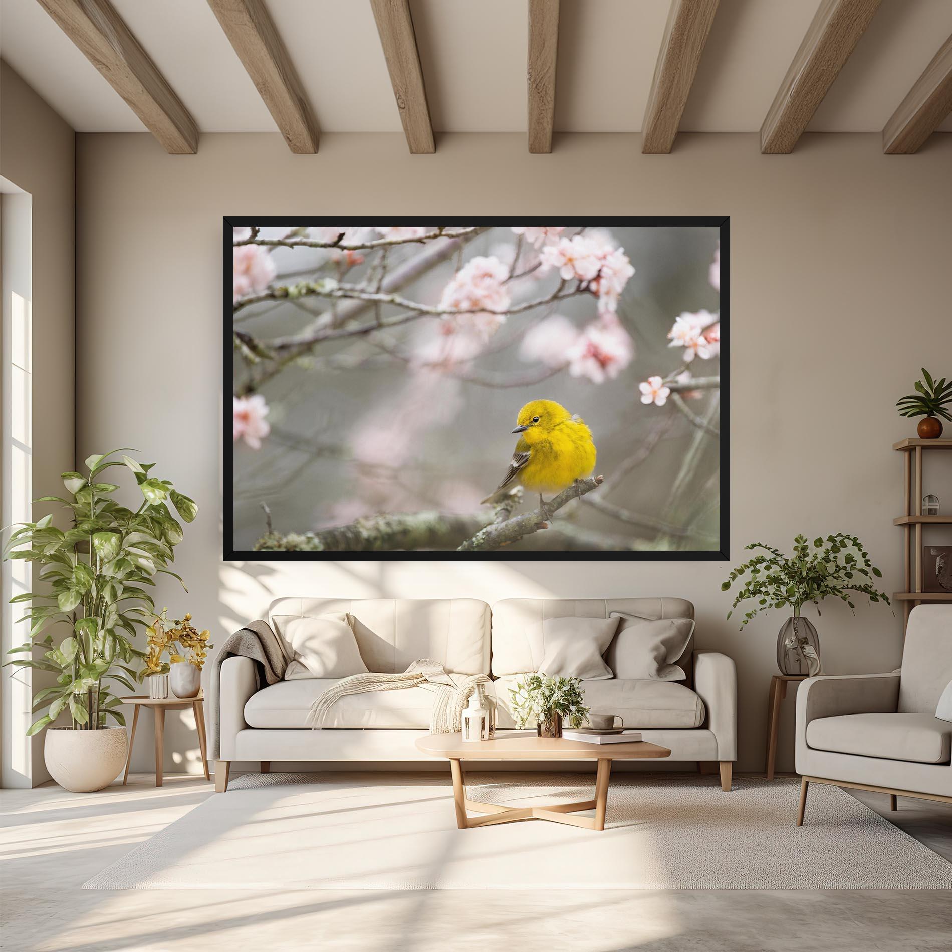 Vászonkép Pretty Spring Yellow Bird mockup 6