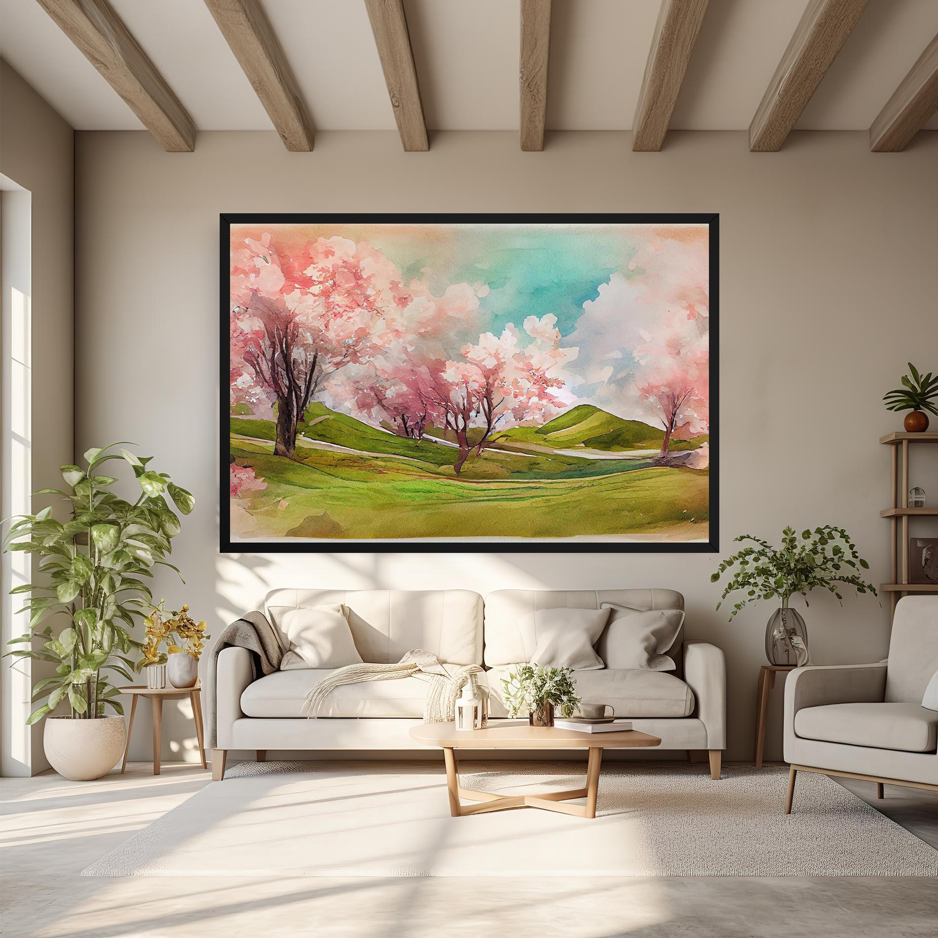 Vászonkép Spring Trees Painting mockup 6