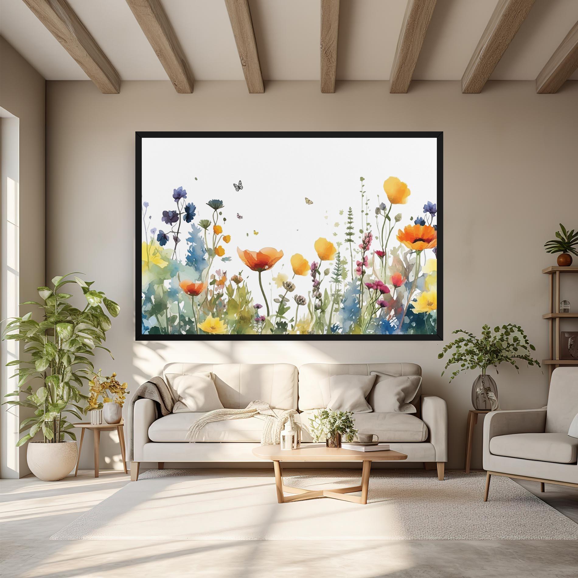 Vászonkép Watercolor Spring Flowers mockup 6