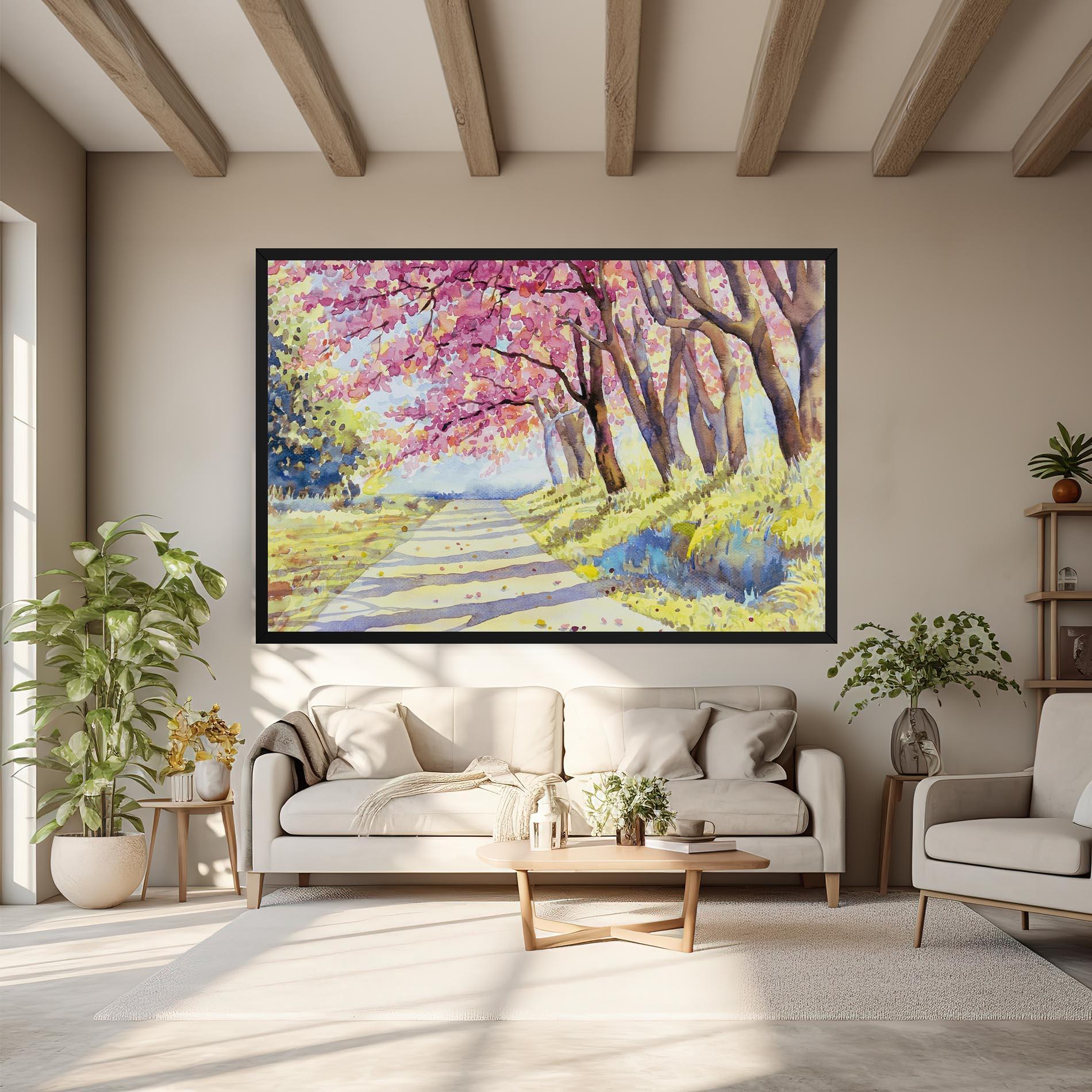 Vászonkép Watercolor Spring Landscape mockup 6