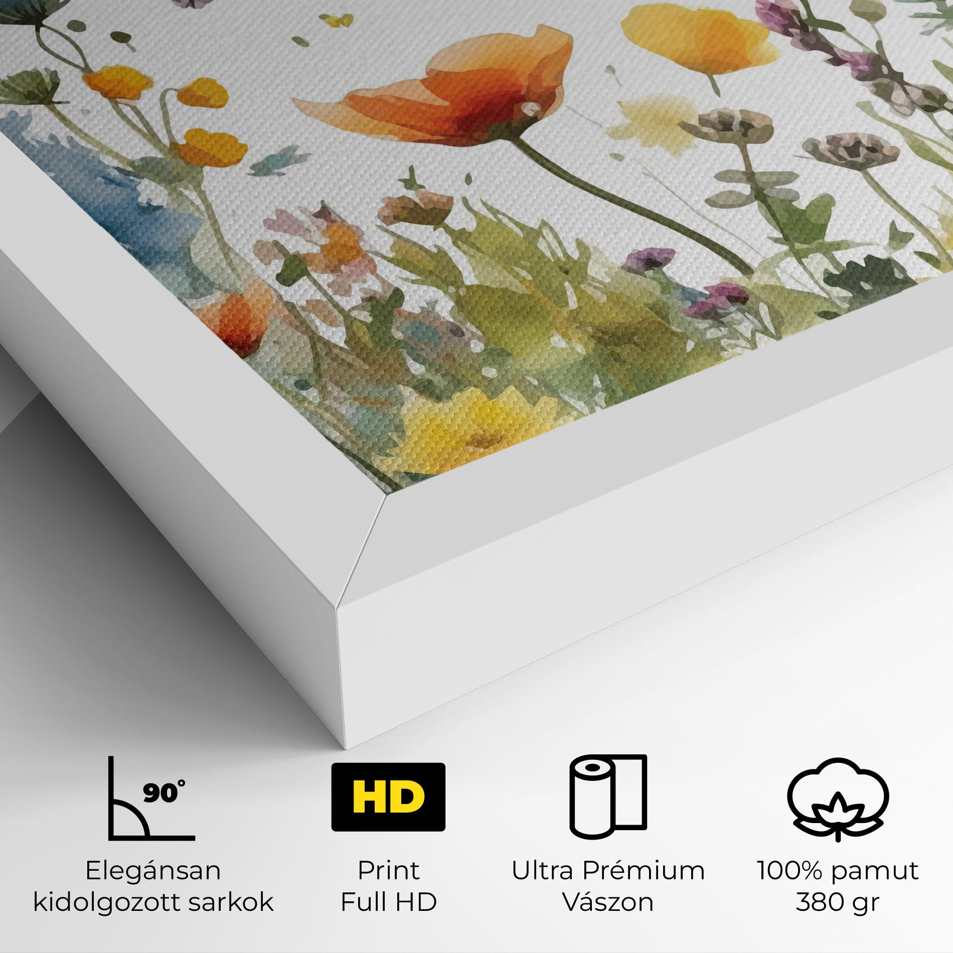 Vászonkép Watercolor Spring Flowers mockup 4
