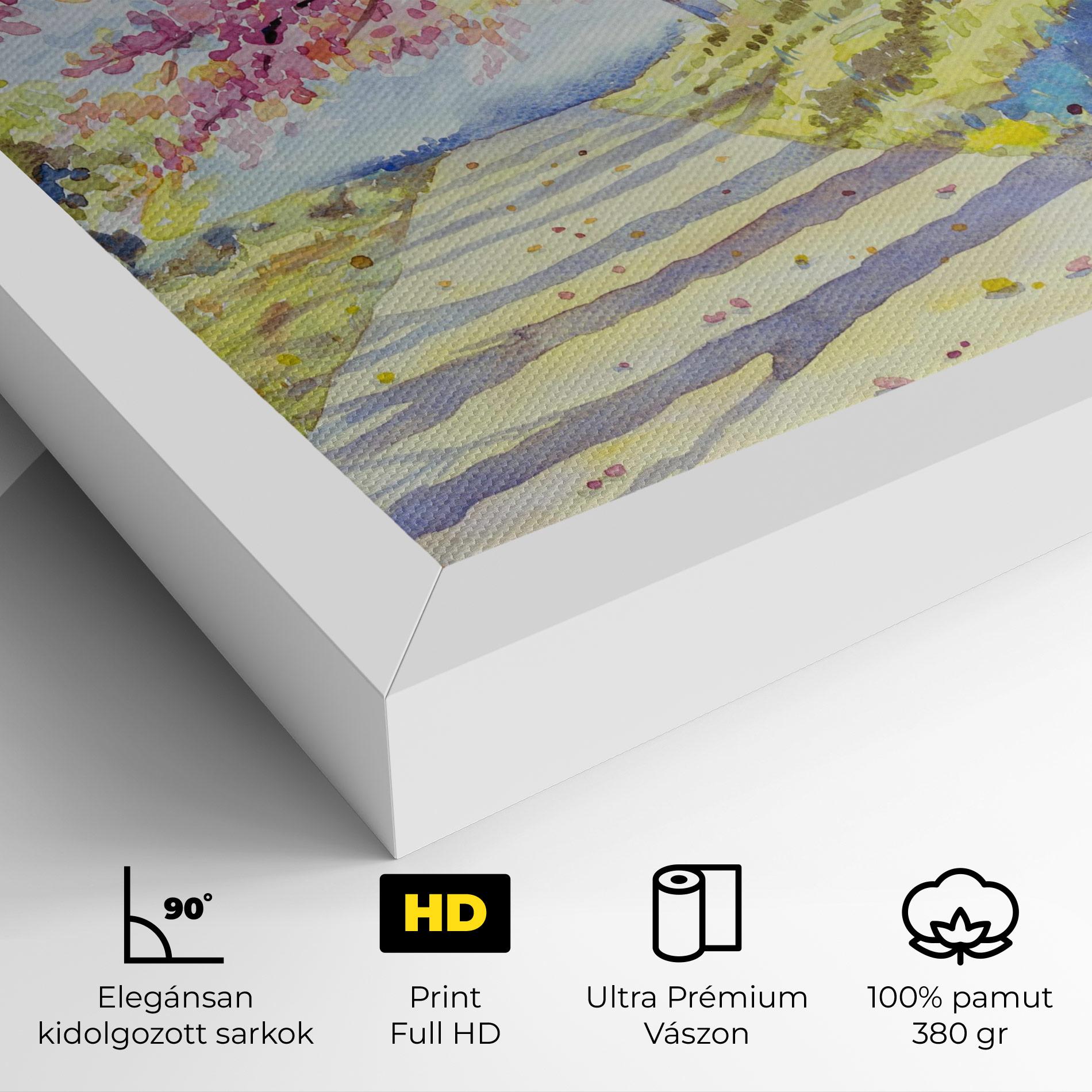 Vászonkép Watercolor Spring Landscape mockup 4