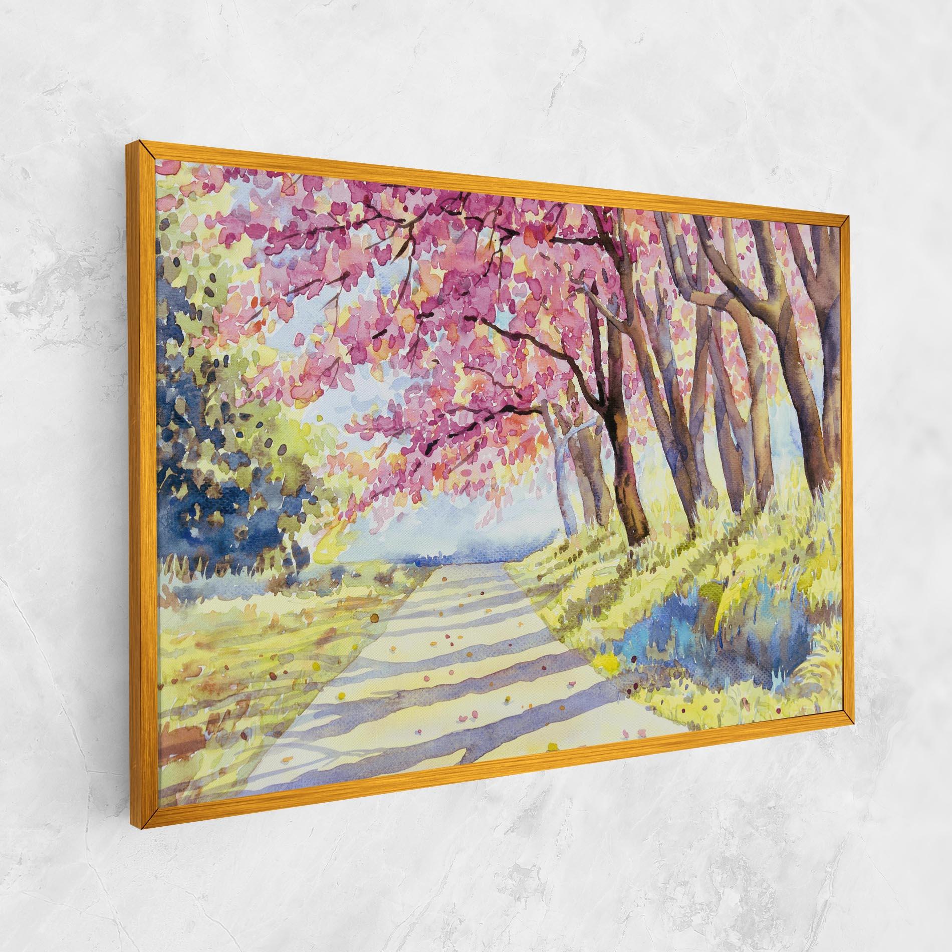 Vászonkép Watercolor Spring Landscape mockup 1