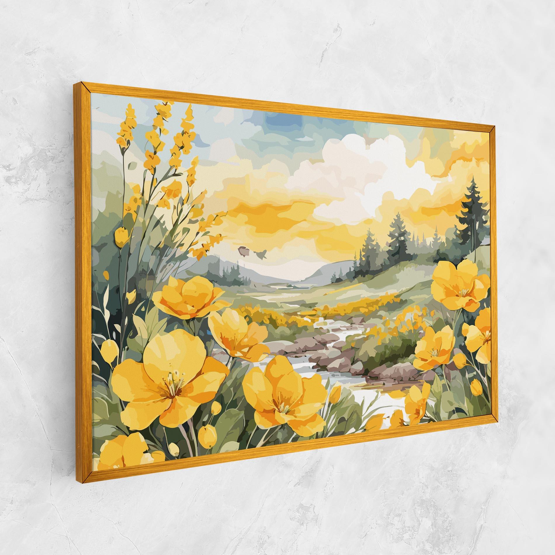 Vászonkép Yellow Spring Flower mockup 1