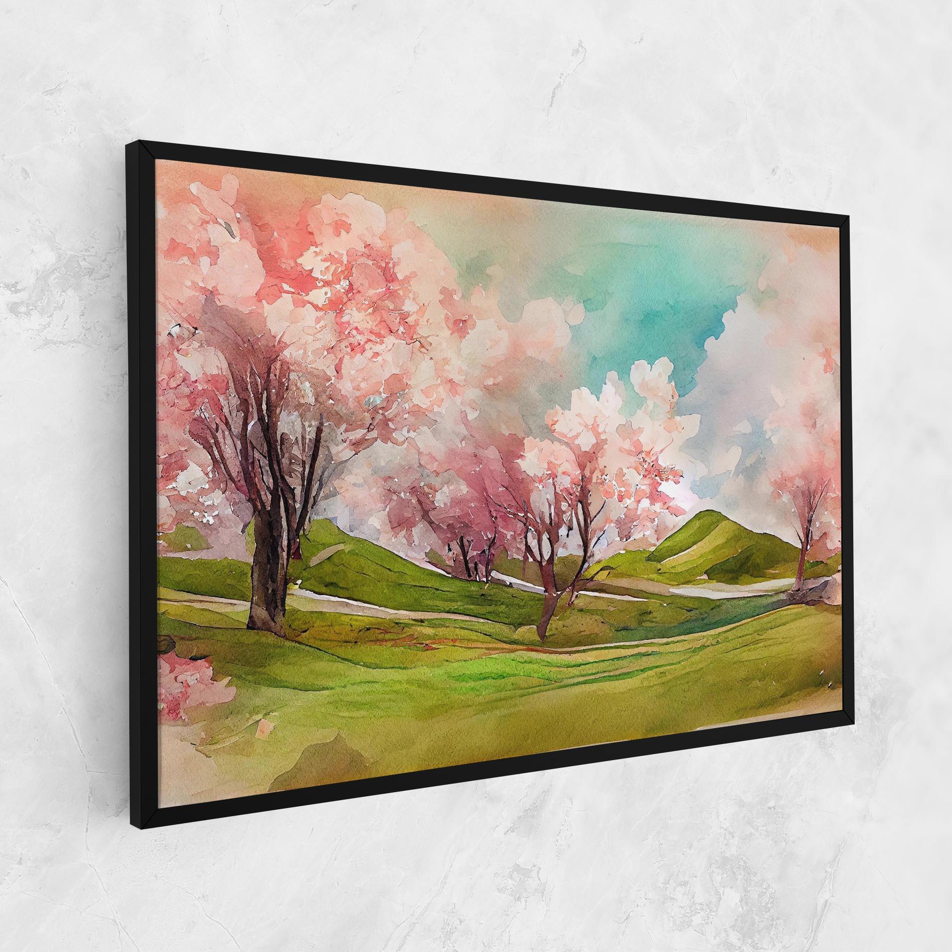 Vászonkép Spring Trees Painting mockup 1