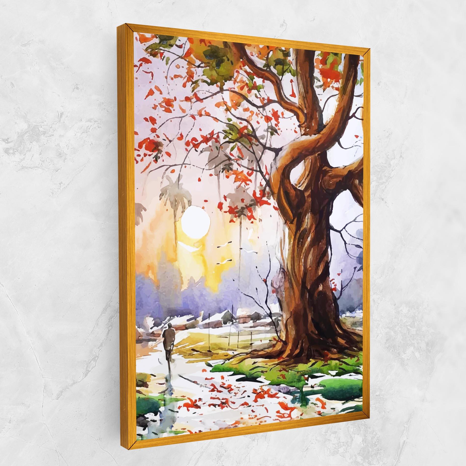 Vászonkép Watercolor Spring Tree mockup 1