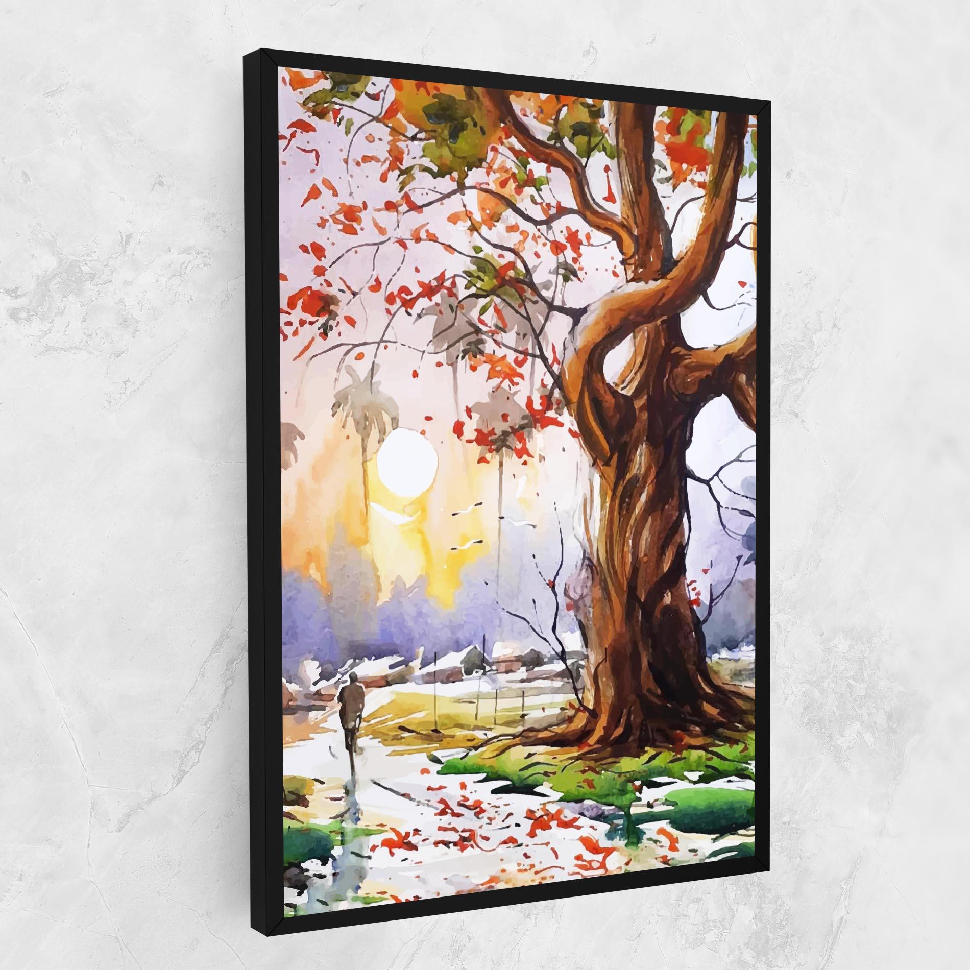 Vászonkép Watercolor Spring Tree mockup 1