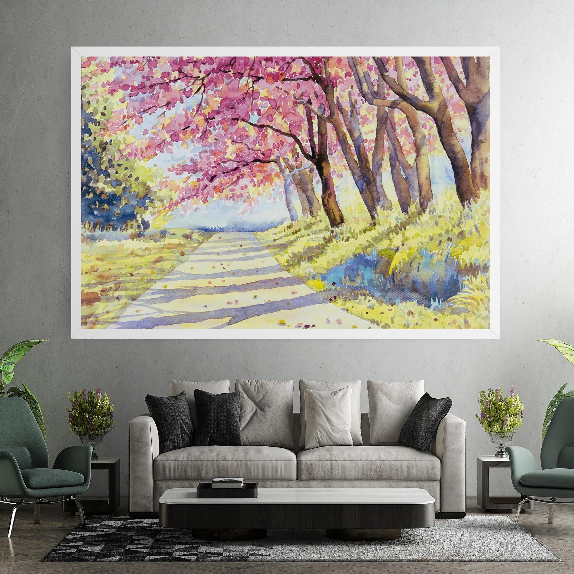 Vászonkép Watercolor Spring Landscape mockup 7