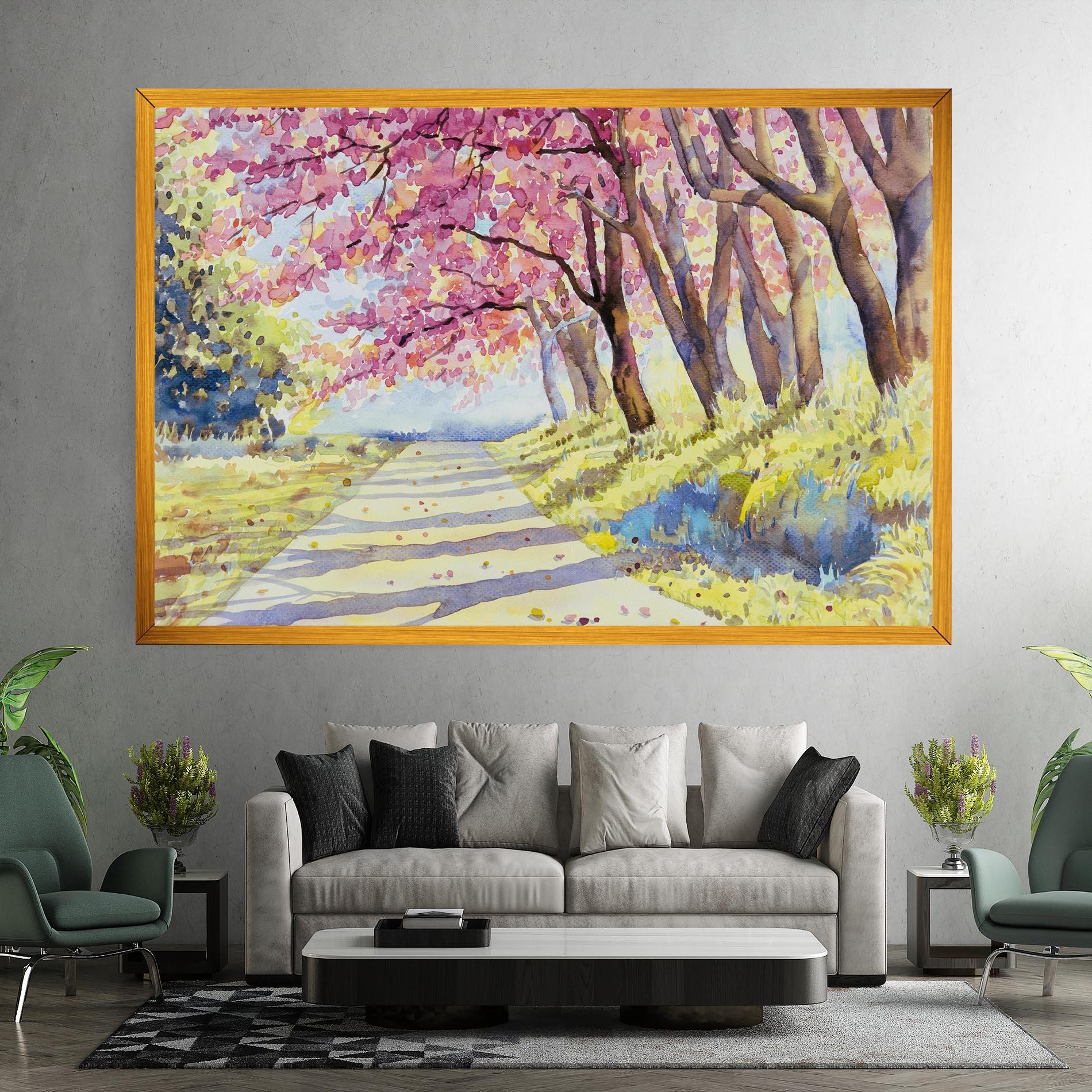 Vászonkép Watercolor Spring Landscape mockup 7