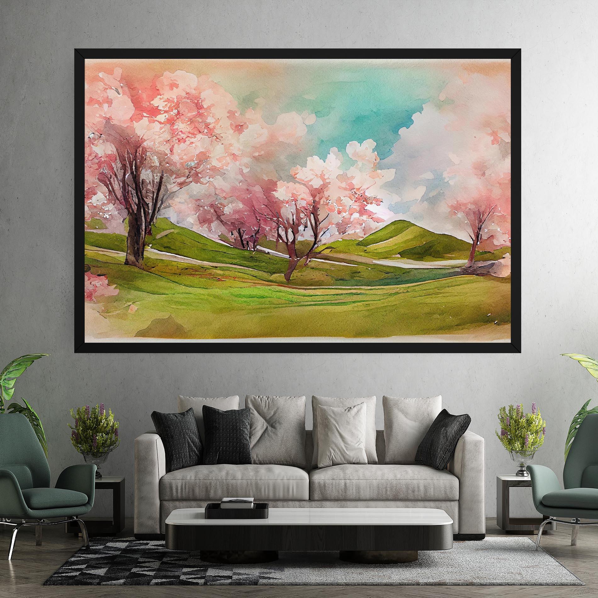 Vászonkép Spring Trees Painting mockup 7
