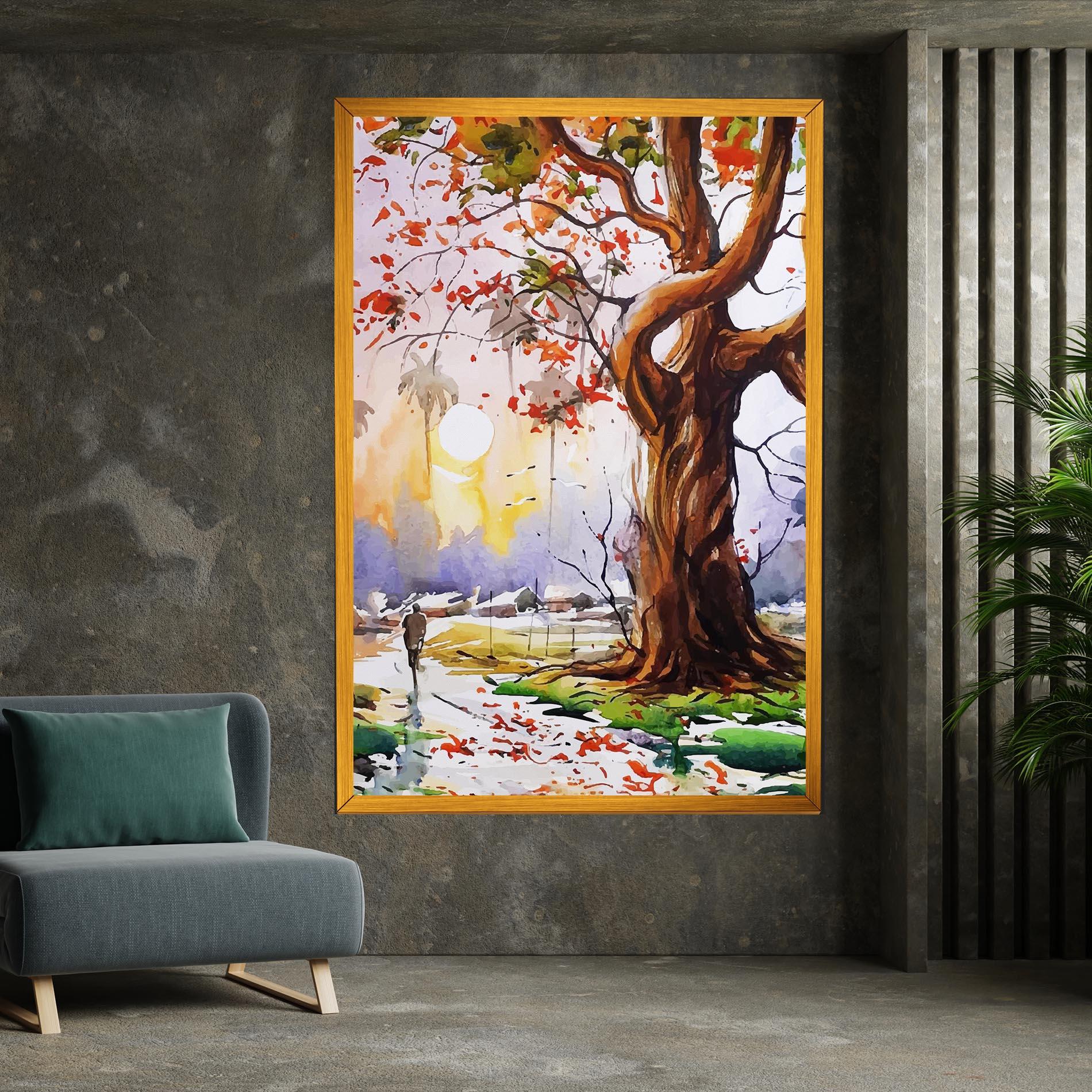 Vászonkép Watercolor Spring Tree mockup 7