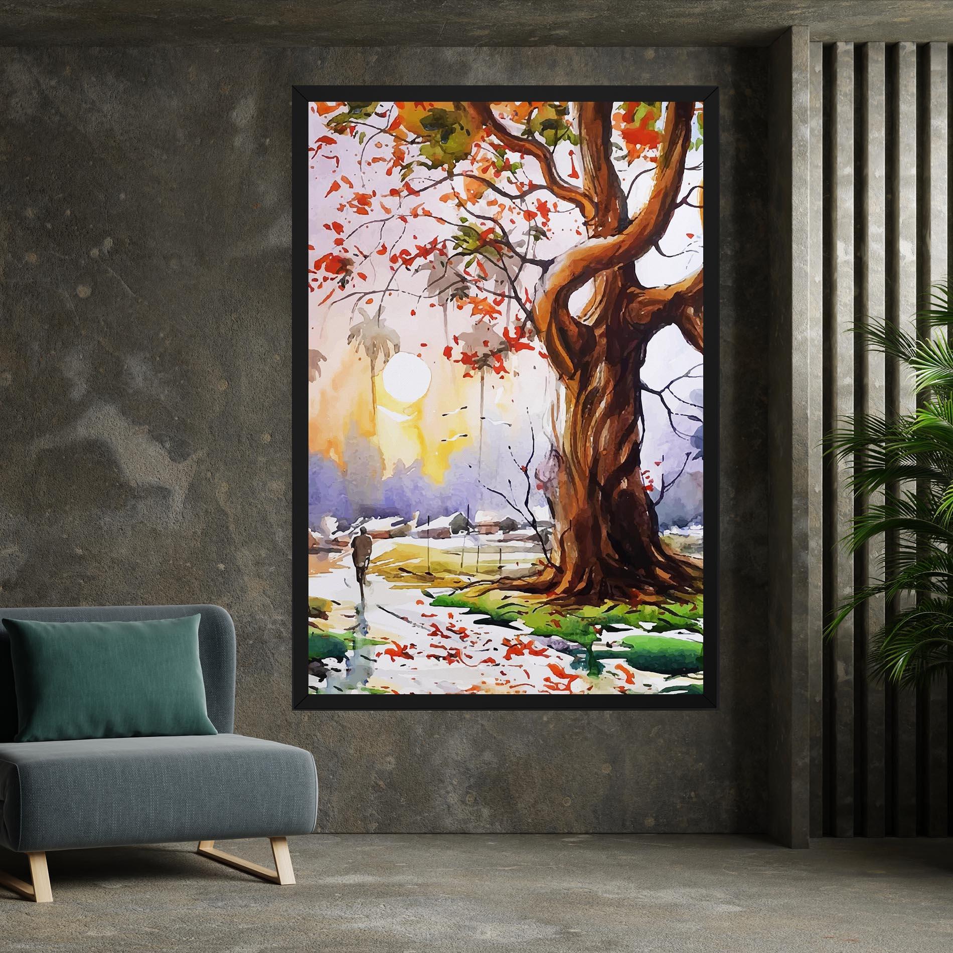 Vászonkép Watercolor Spring Tree mockup 7