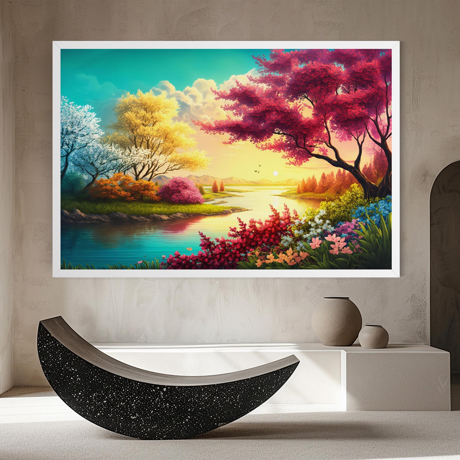 Vászonkép Pink Yellow Trees mockup 8