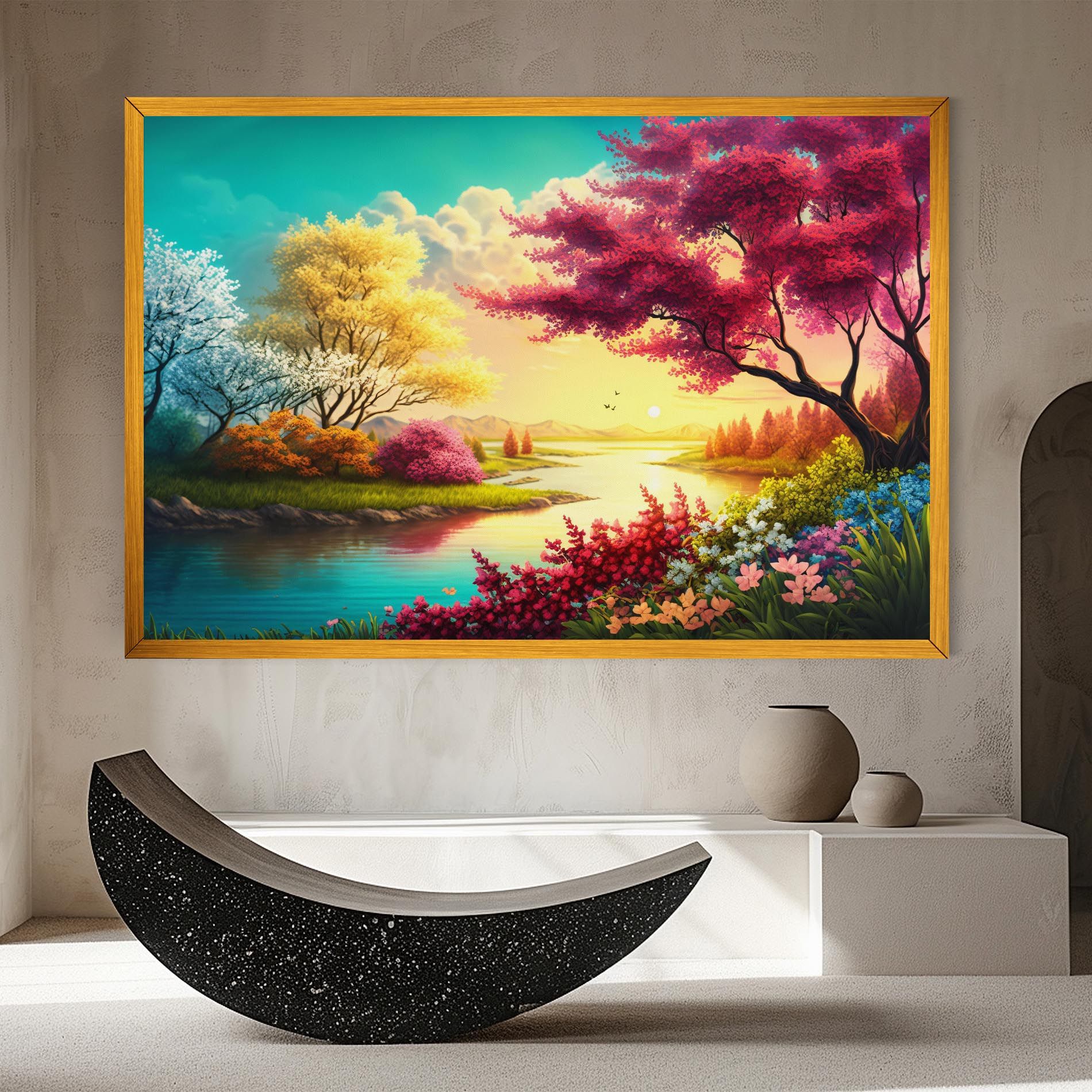 Pink Yellow Trees mockup 8